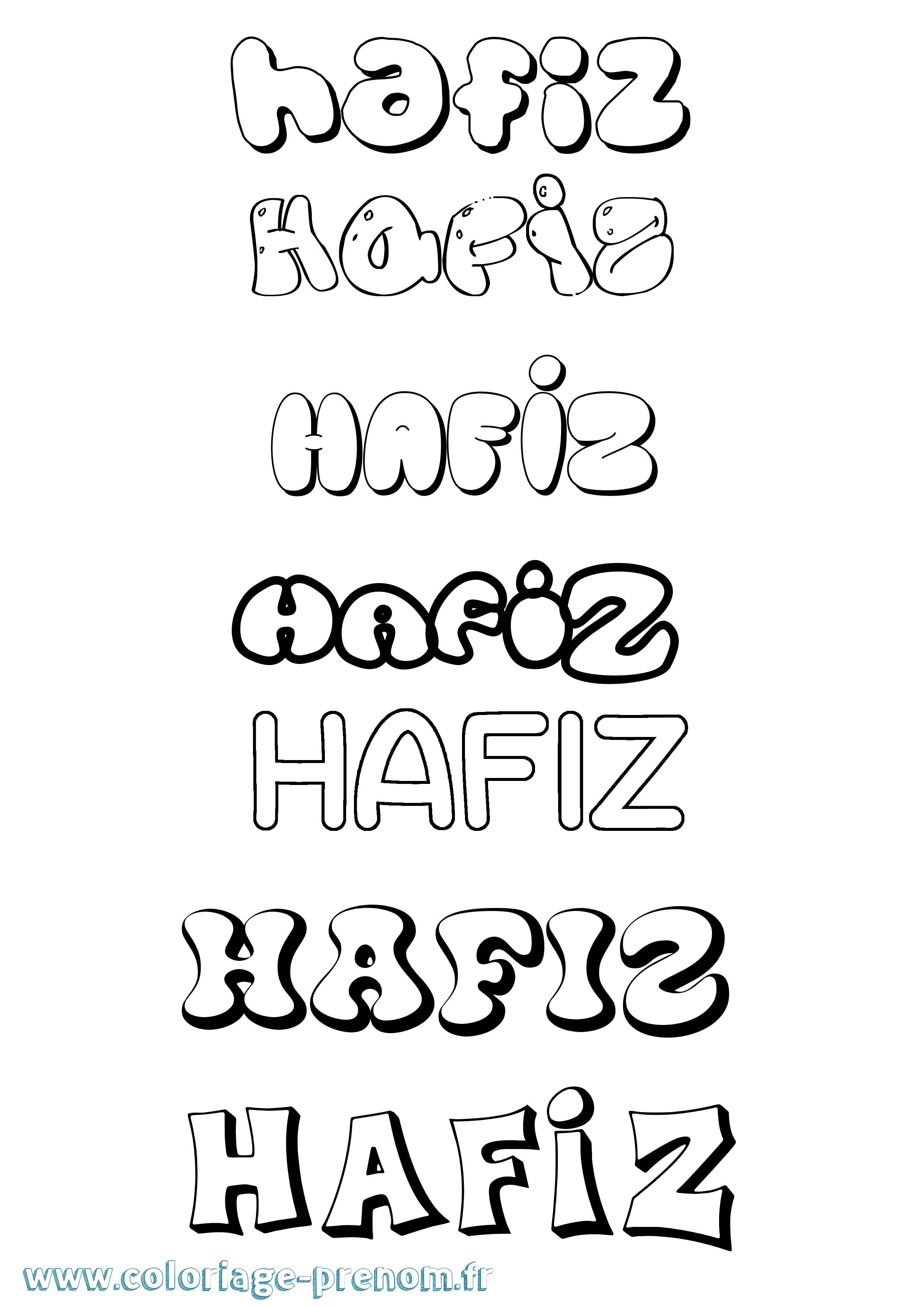 Coloriage prénom Hafiz Bubble