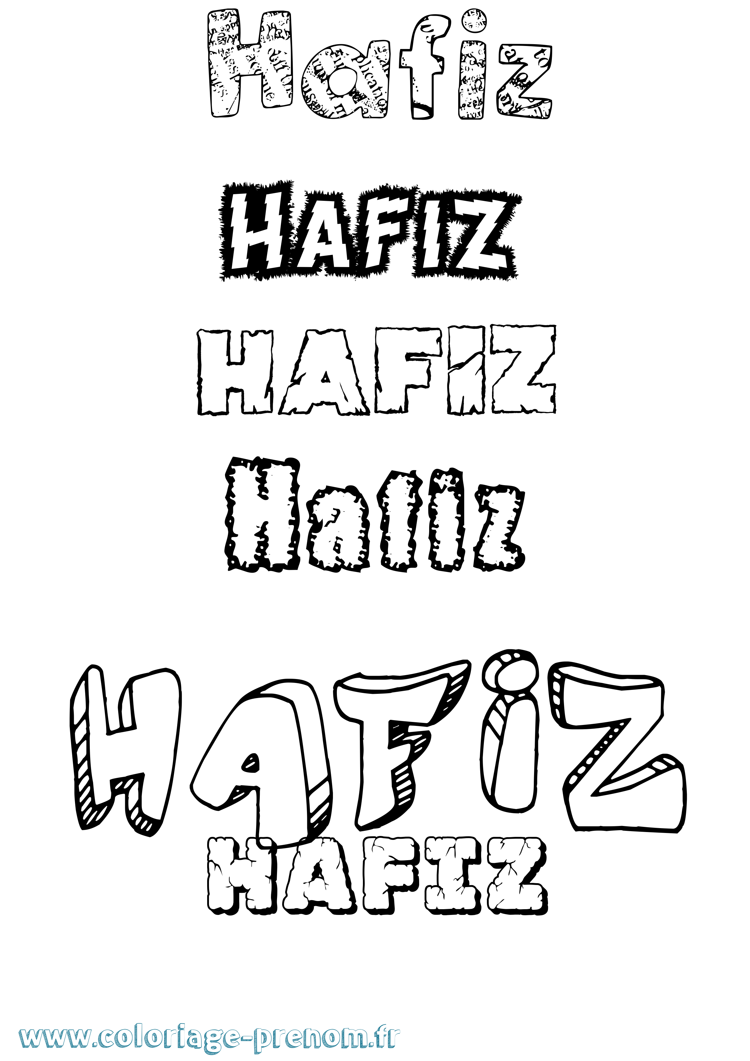Coloriage prénom Hafiz Destructuré