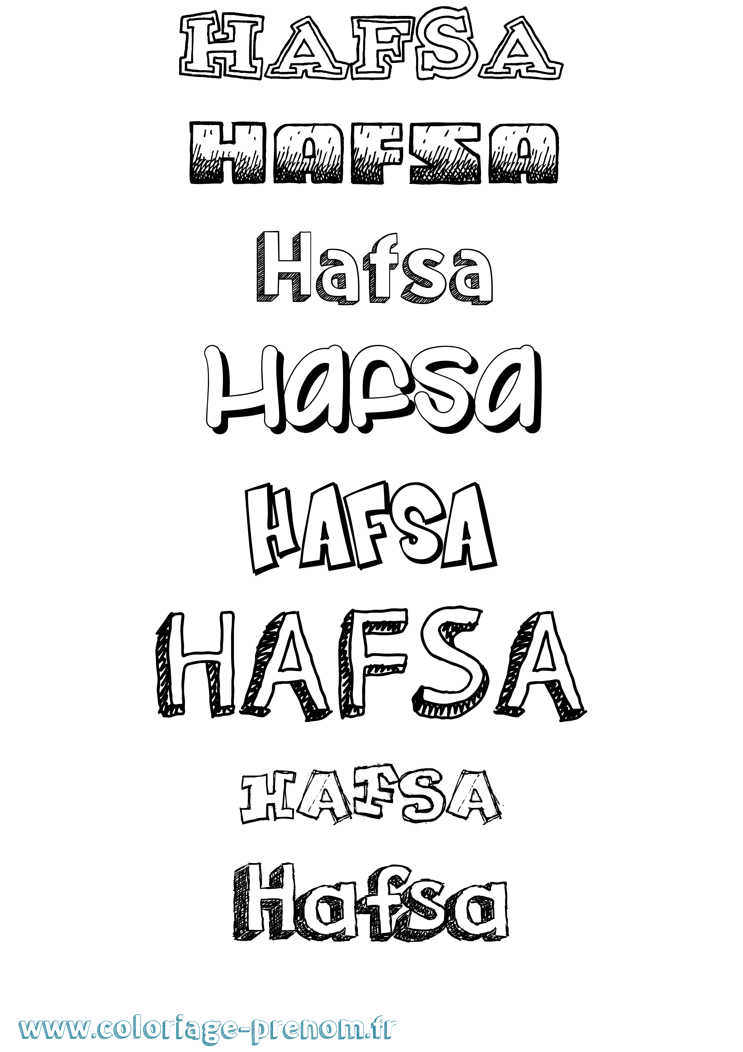 Coloriage prénom Hafsa Dessiné
