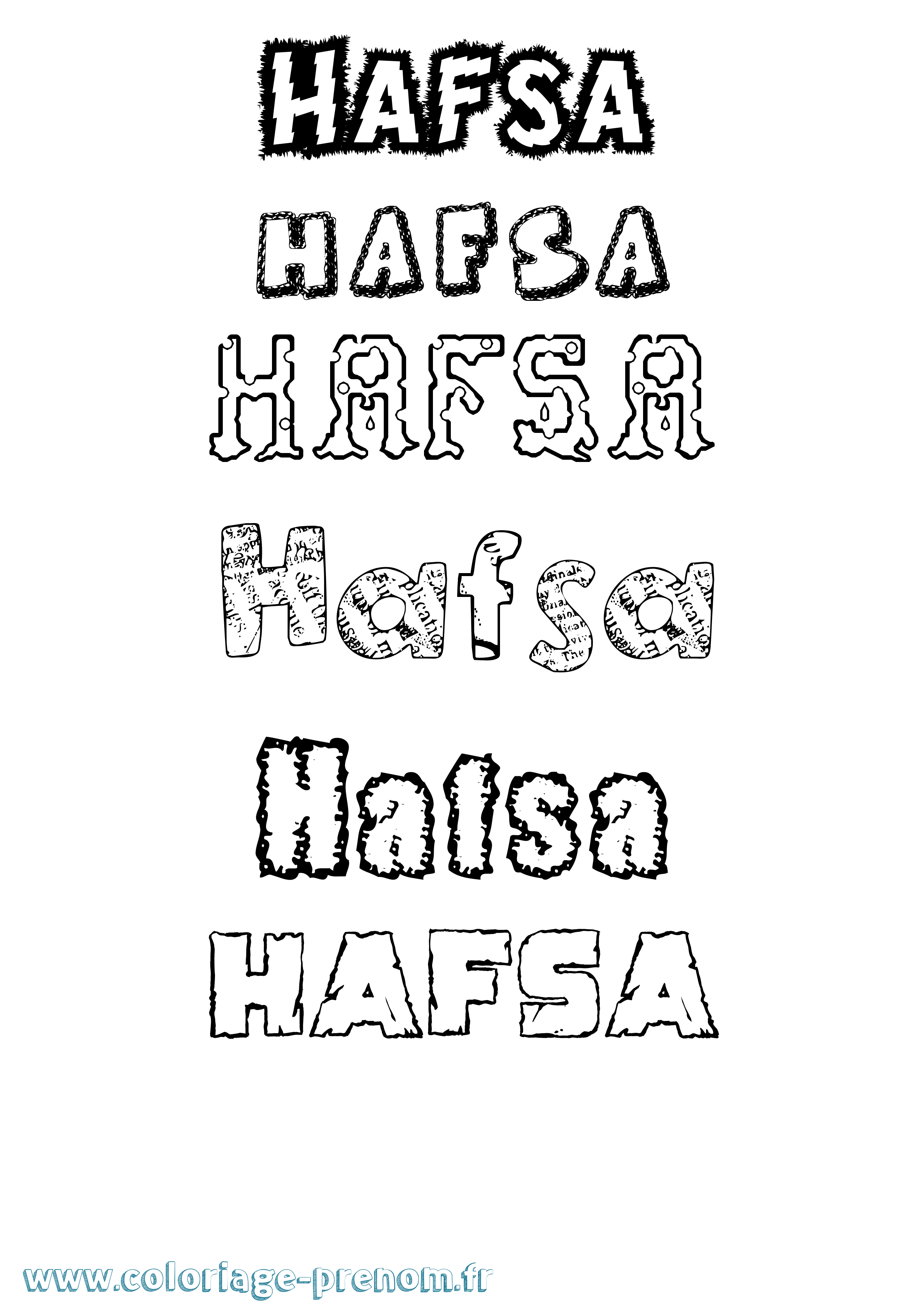 Coloriage prénom Hafsa Destructuré
