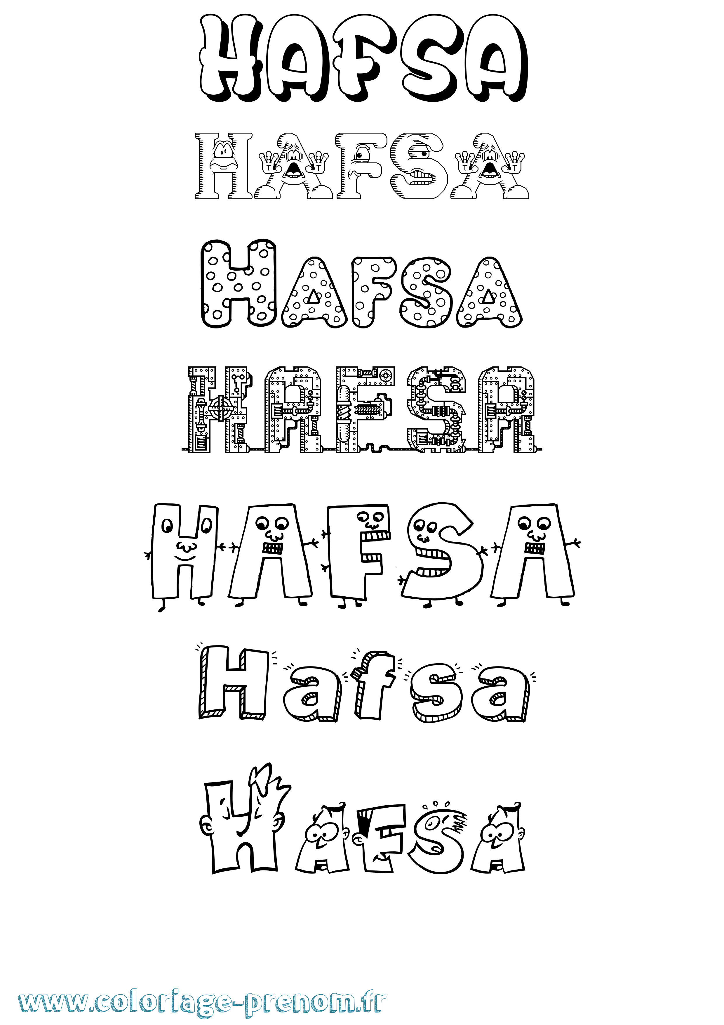Coloriage prénom Hafsa
