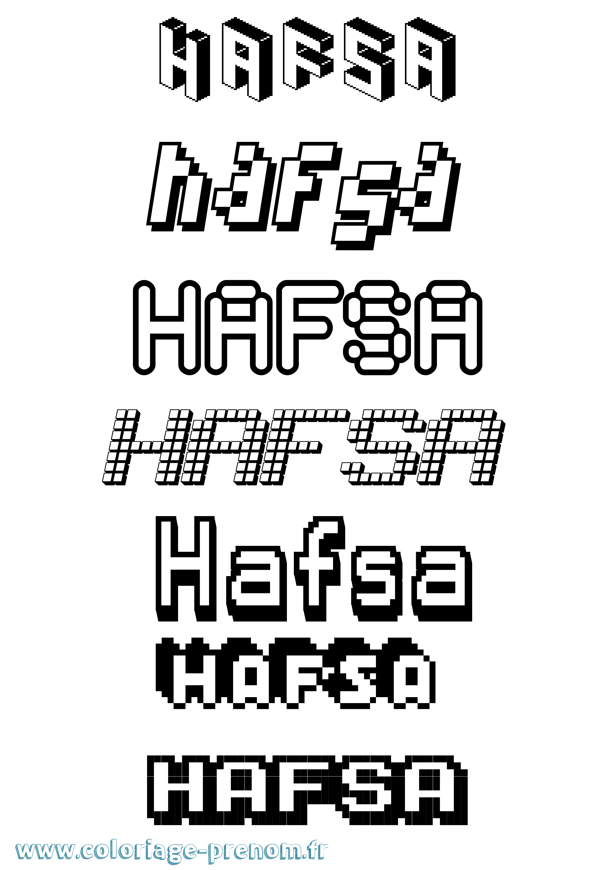 Coloriage prénom Hafsa Pixel