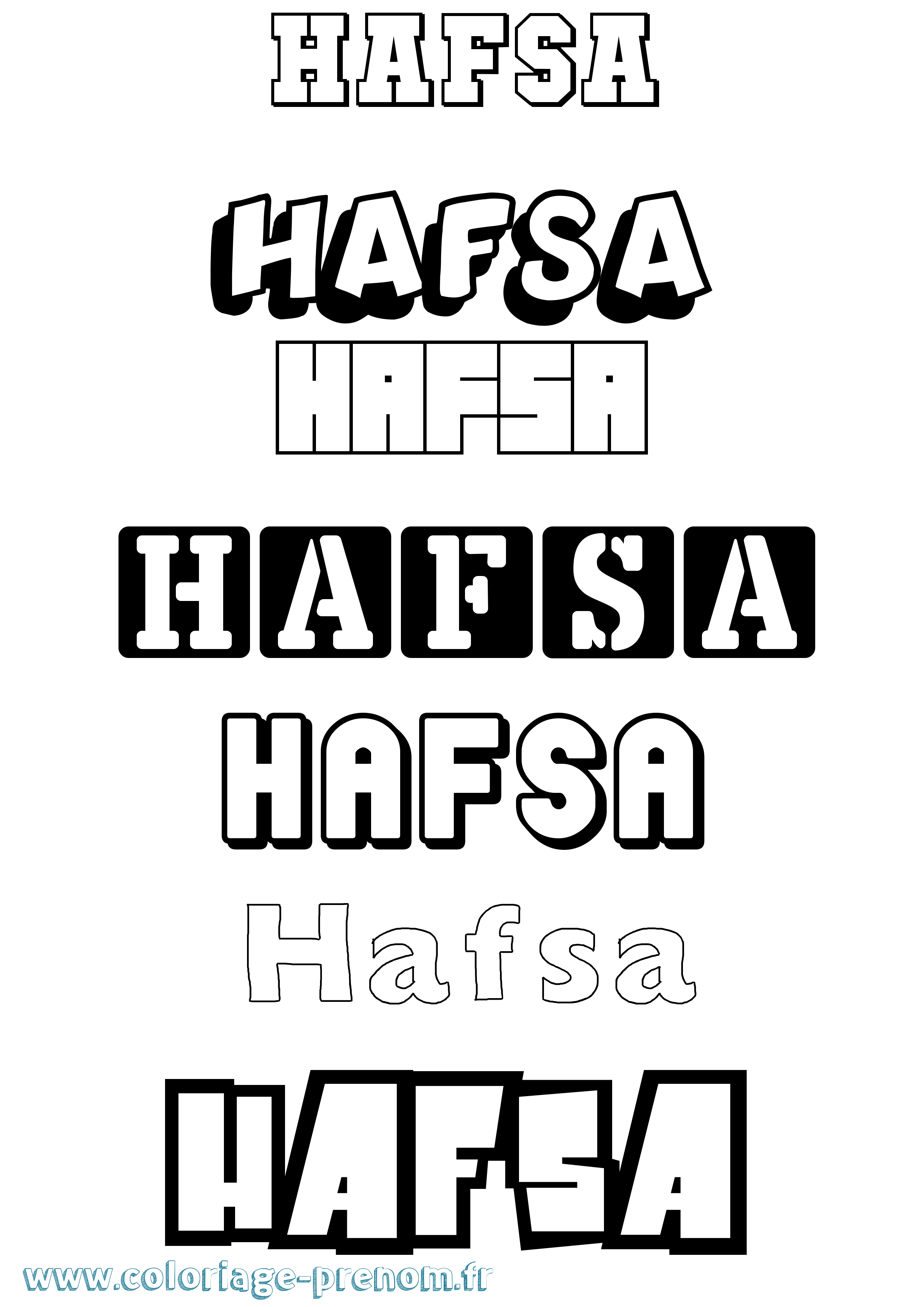 Coloriage prénom Hafsa Simple
