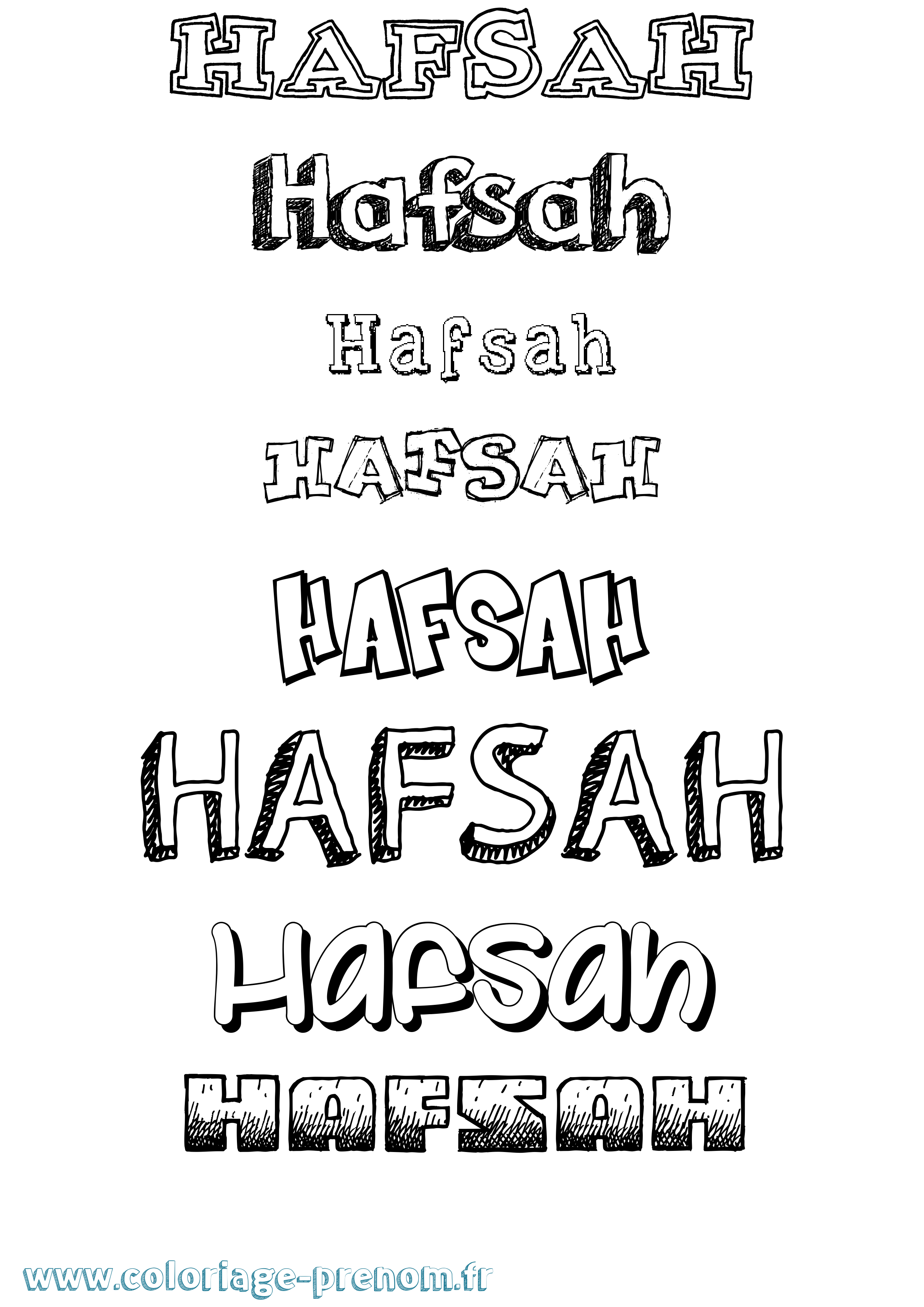 Coloriage prénom Hafsah Dessiné