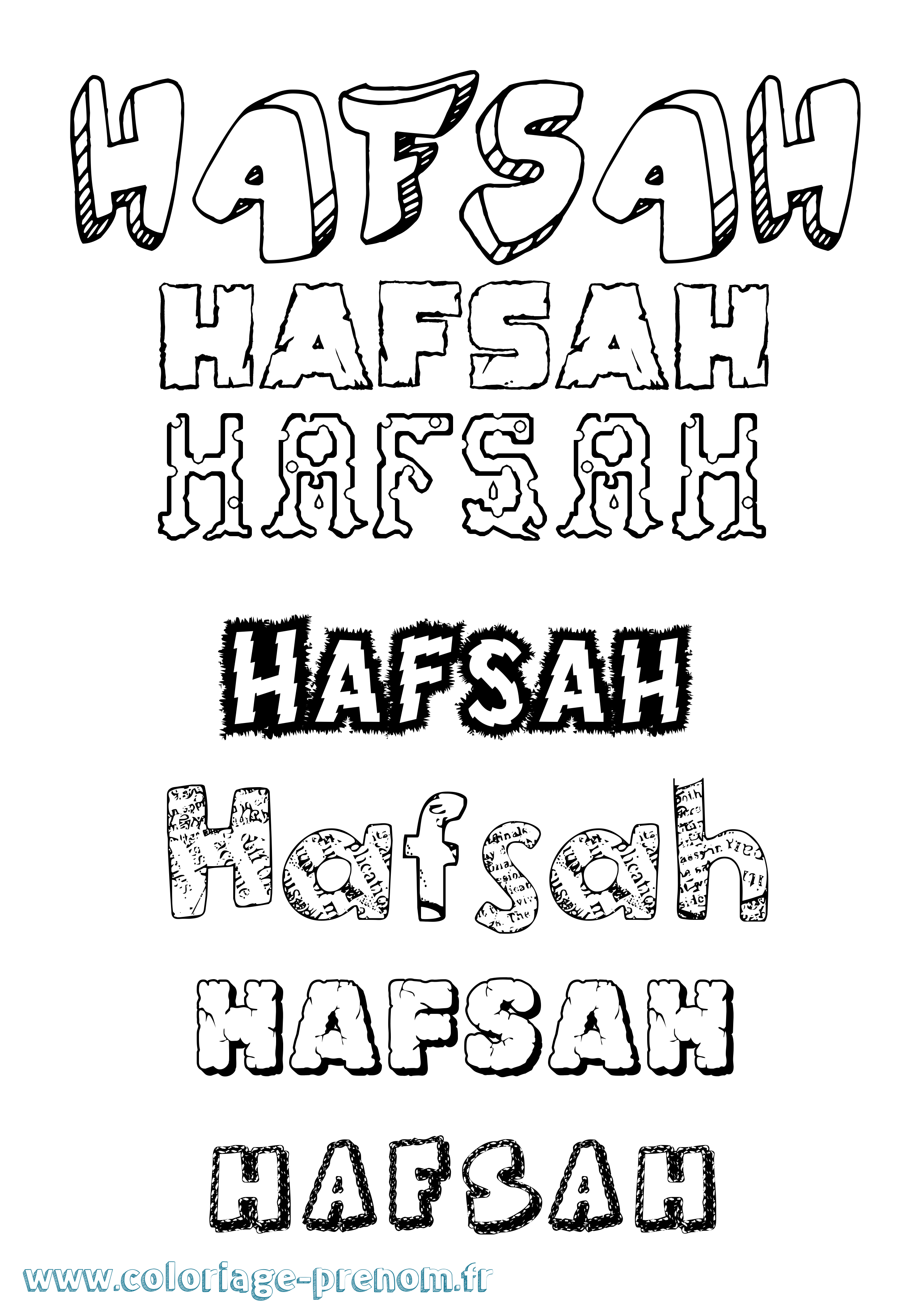 Coloriage prénom Hafsah Destructuré