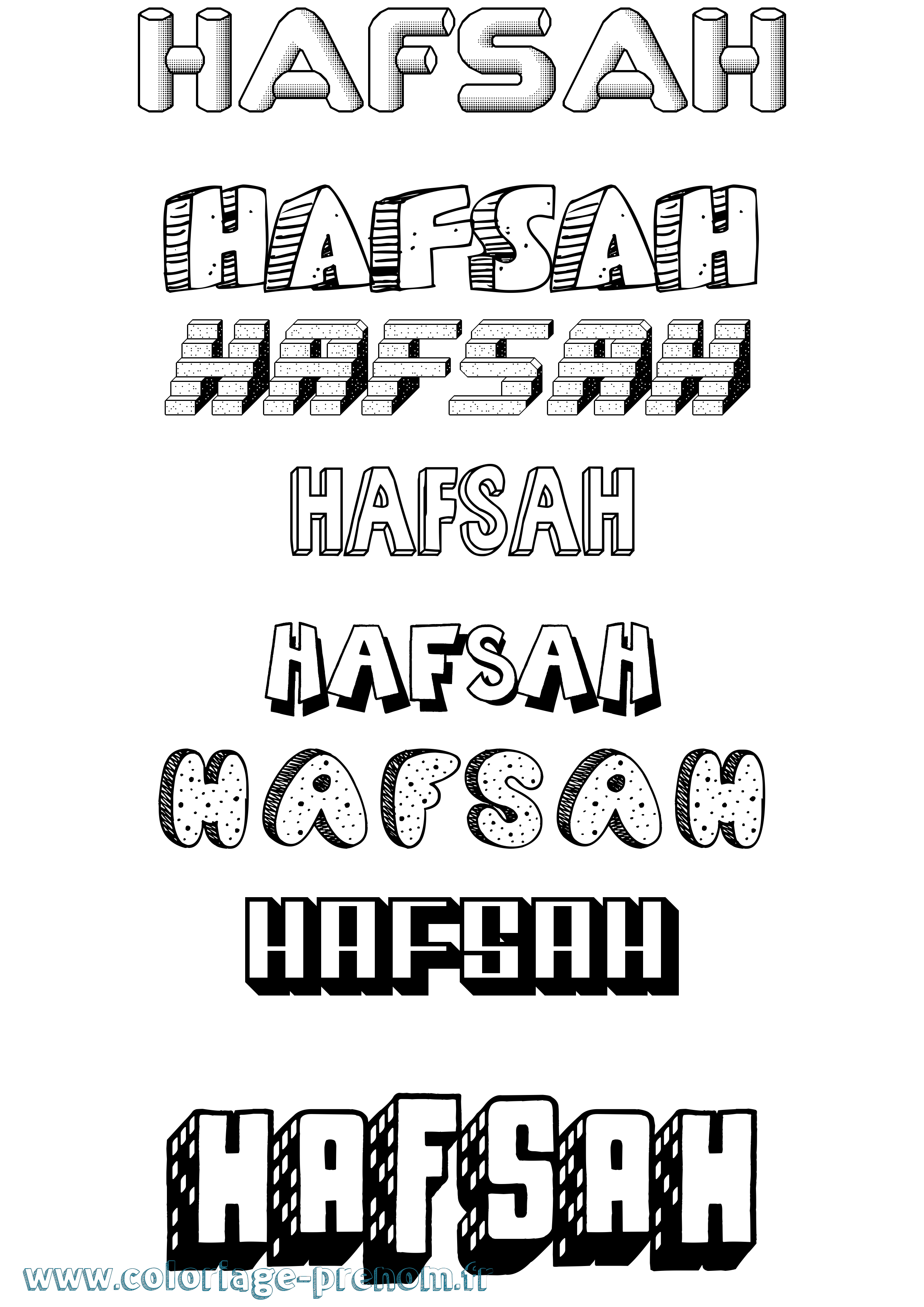 Coloriage prénom Hafsah Effet 3D