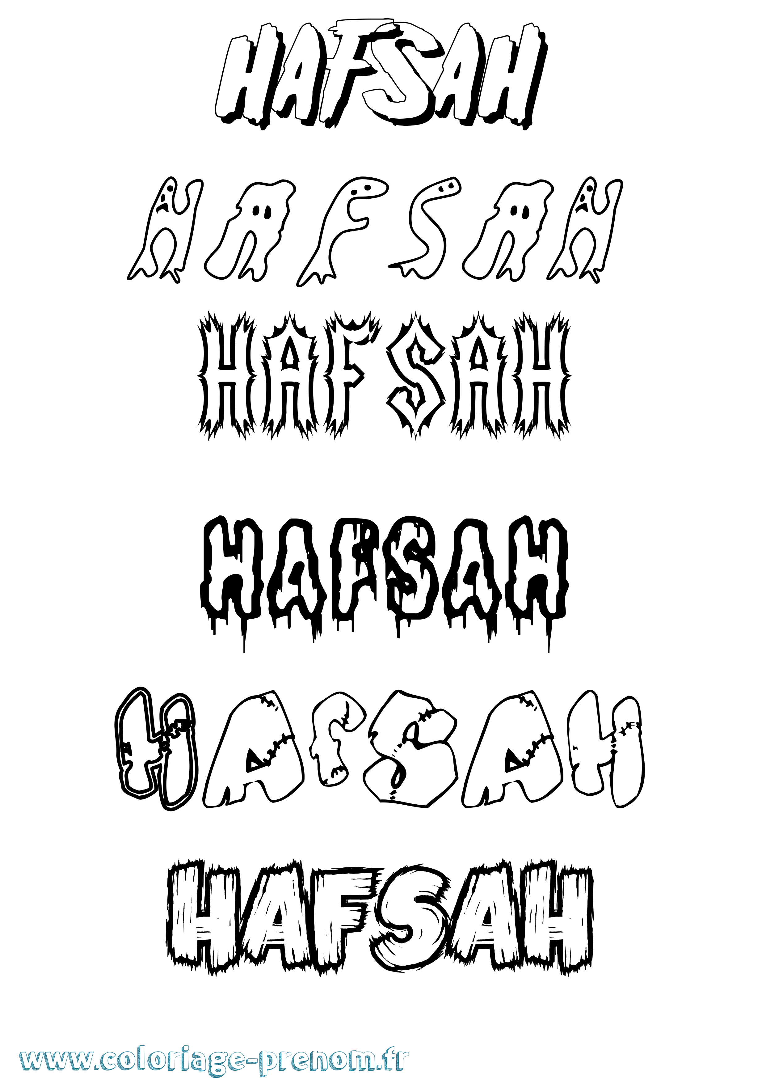 Coloriage prénom Hafsah Frisson