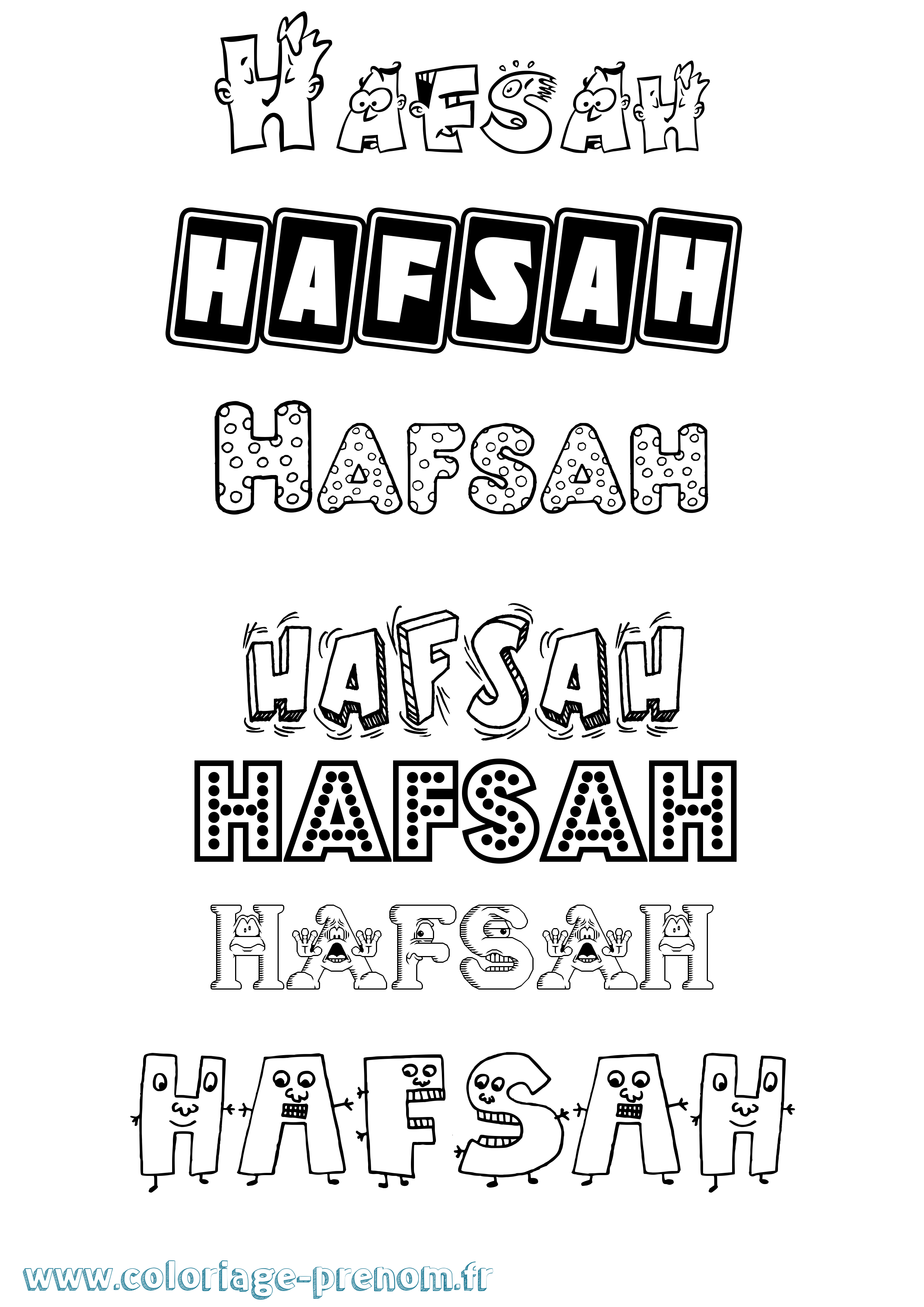 Coloriage prénom Hafsah Fun
