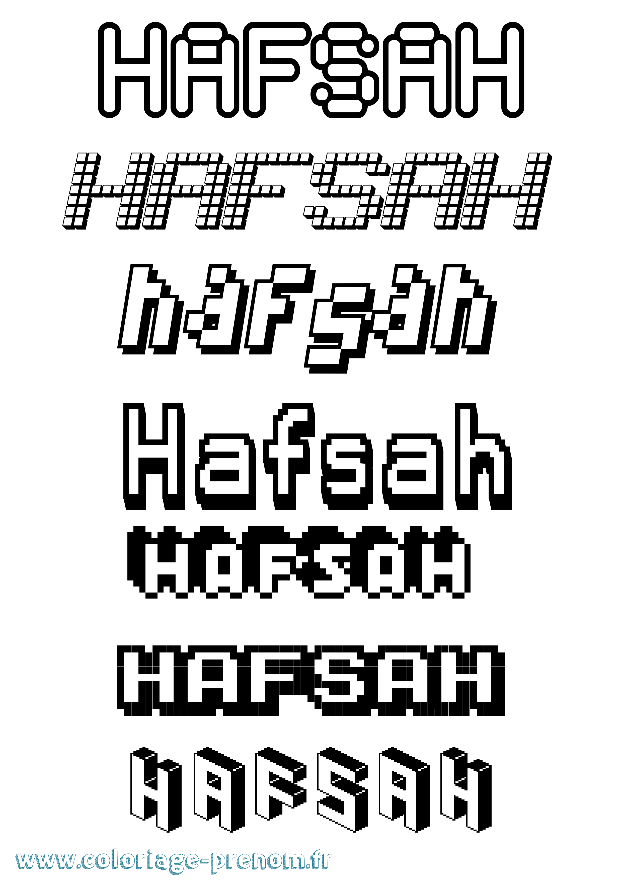 Coloriage prénom Hafsah Pixel
