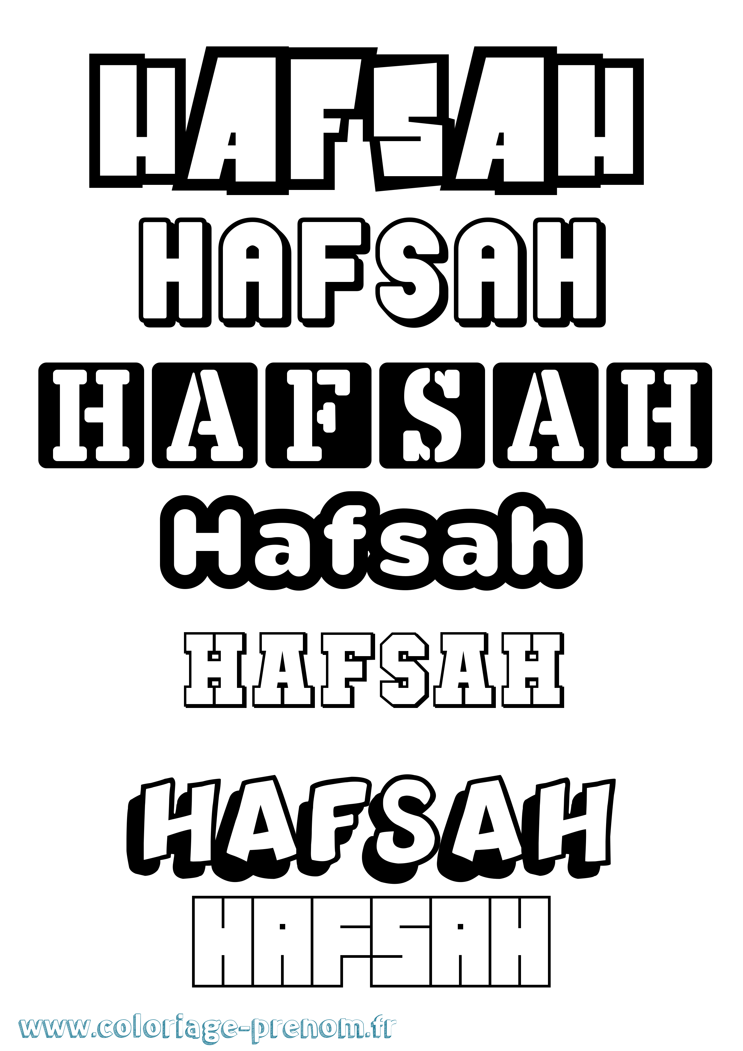 Coloriage prénom Hafsah Simple