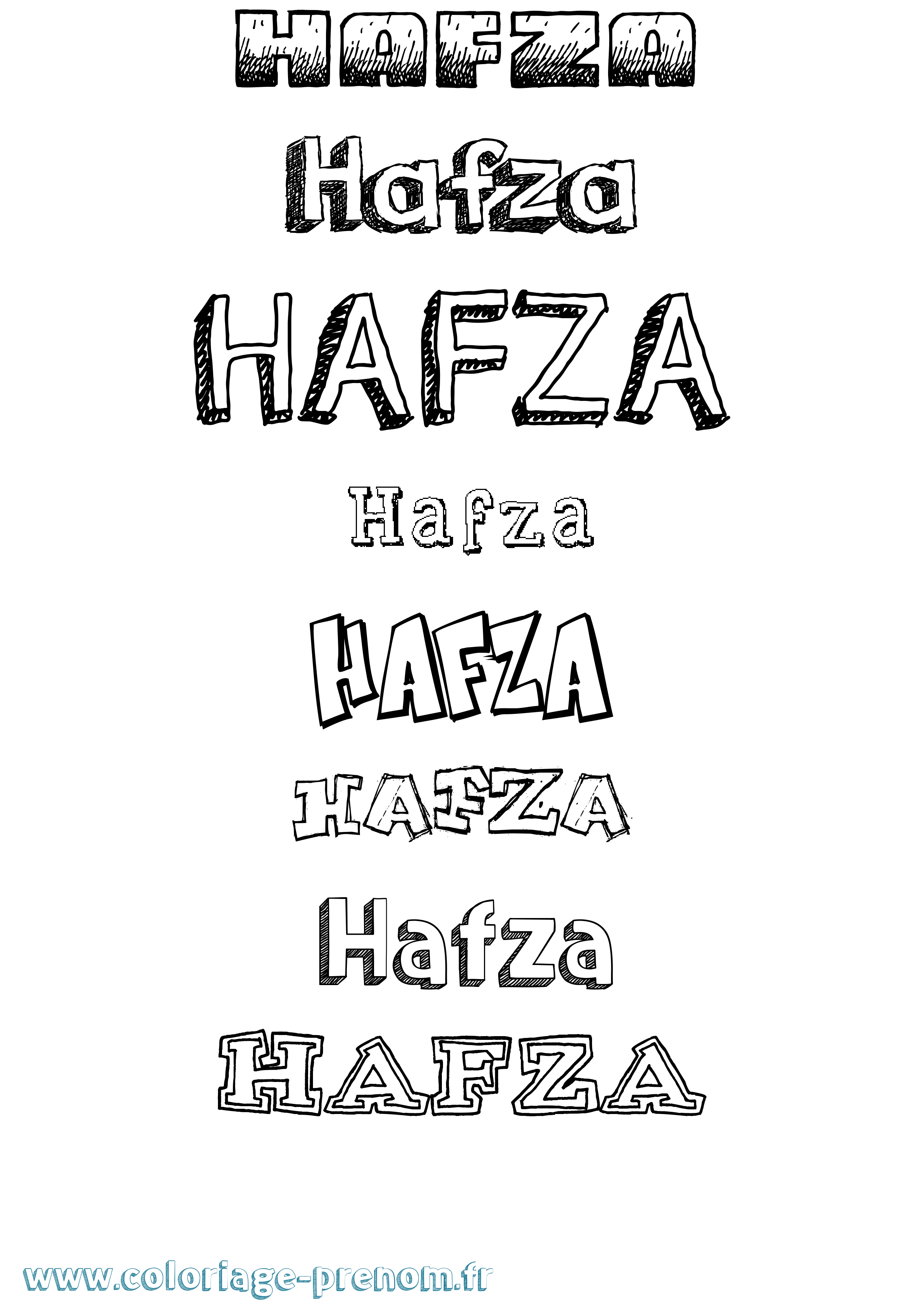 Coloriage prénom Hafza Dessiné