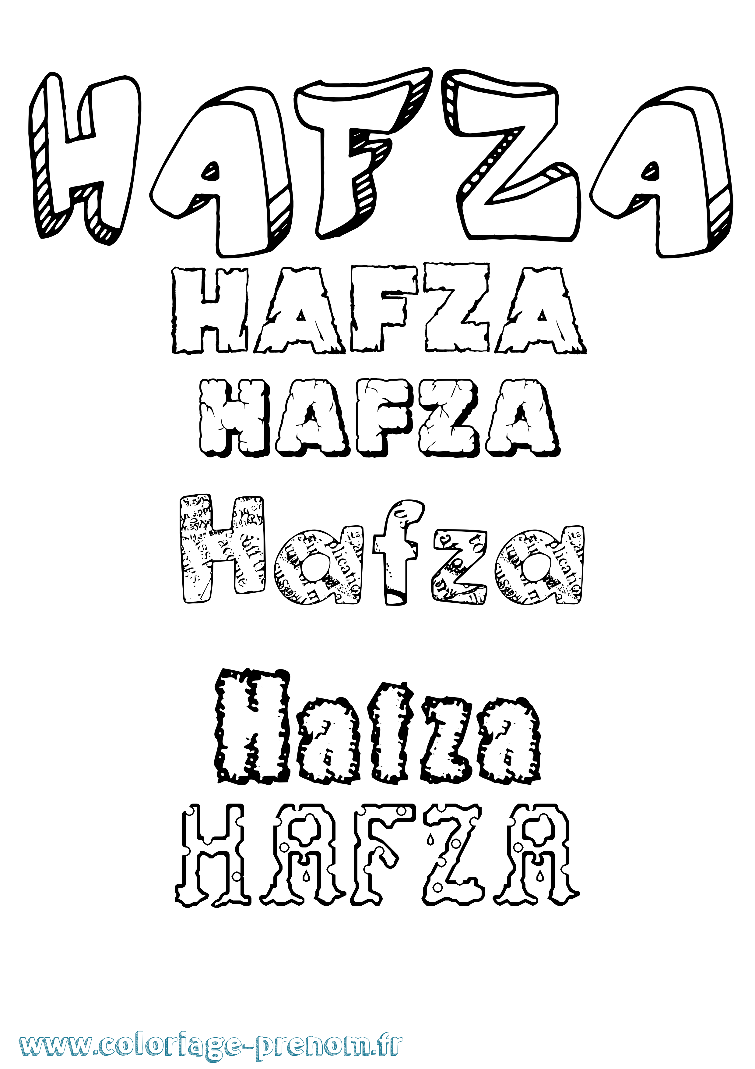 Coloriage prénom Hafza Destructuré