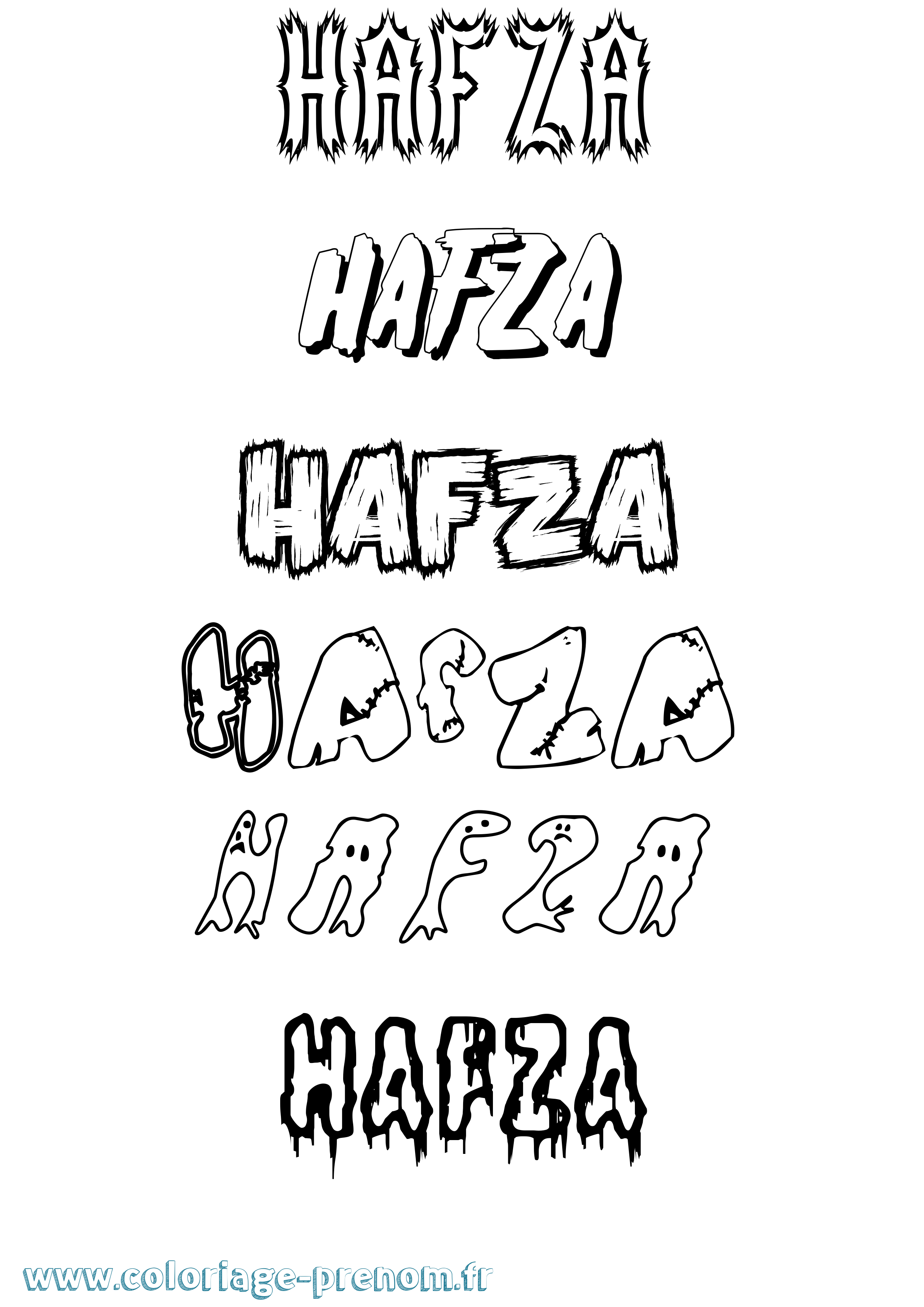 Coloriage prénom Hafza Frisson