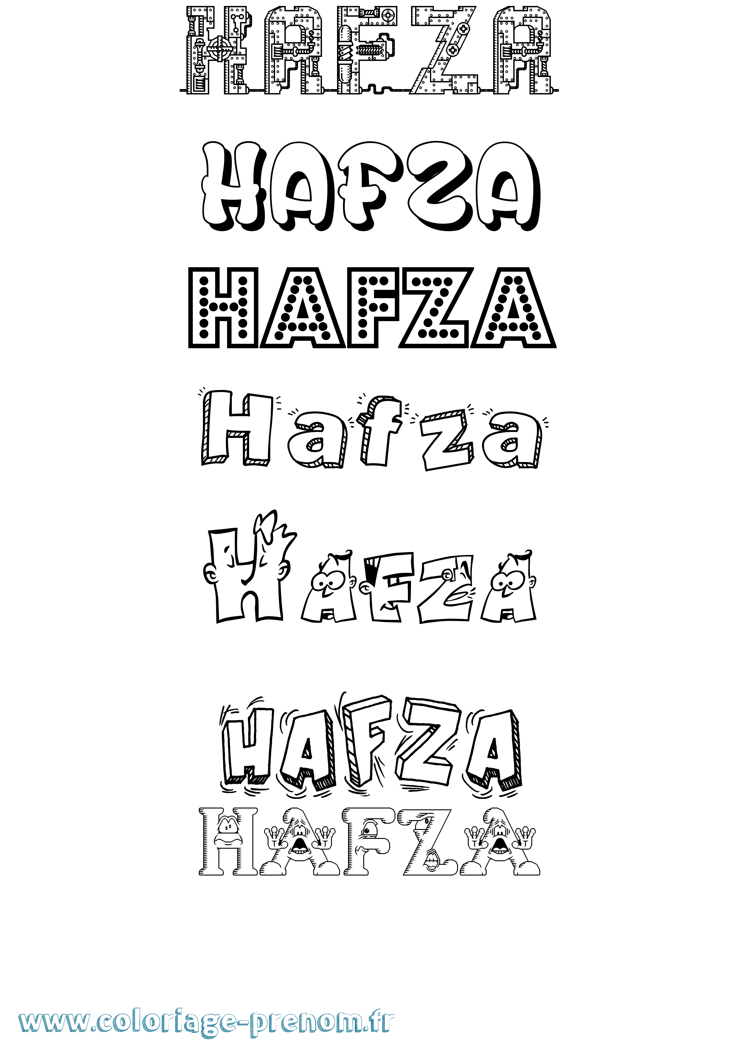 Coloriage prénom Hafza Fun