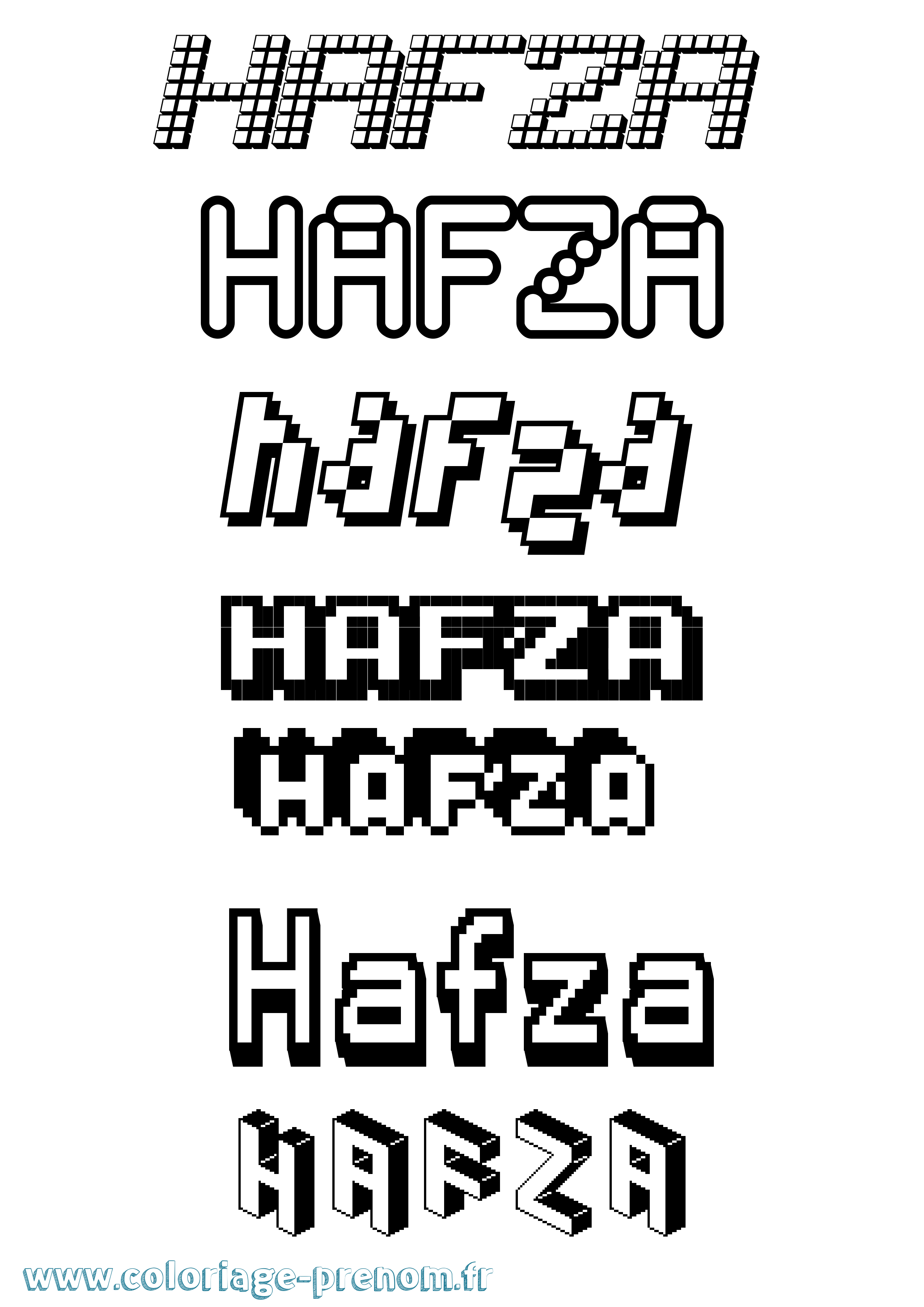 Coloriage prénom Hafza Pixel