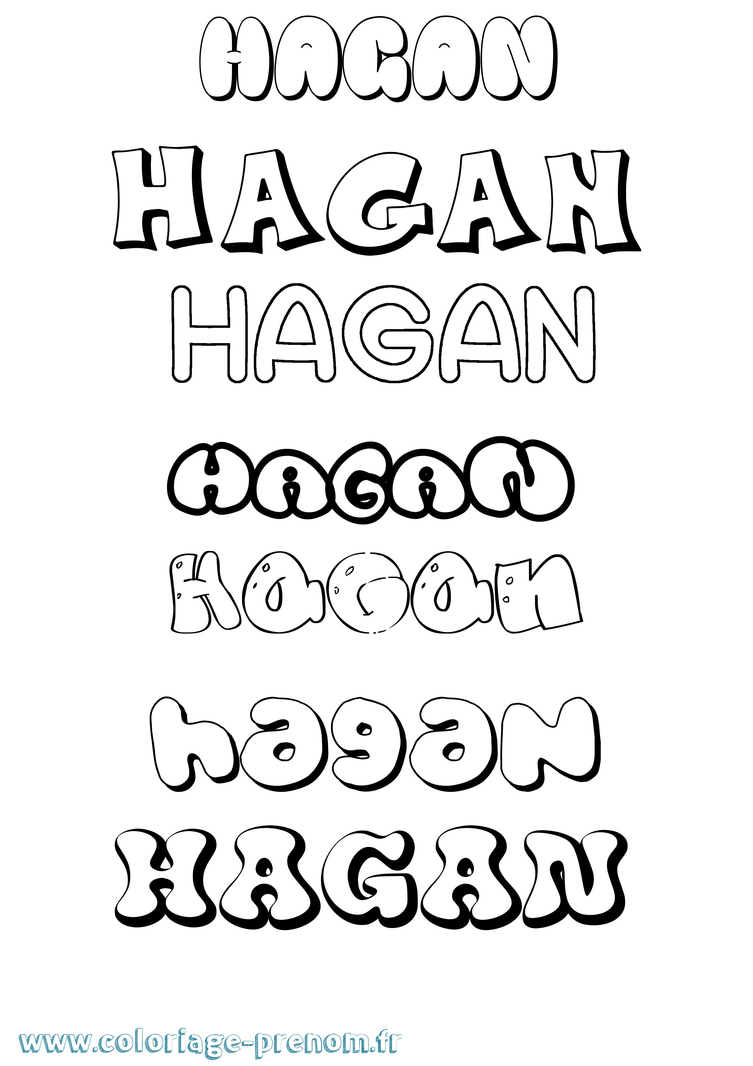 Coloriage prénom Hagan Bubble