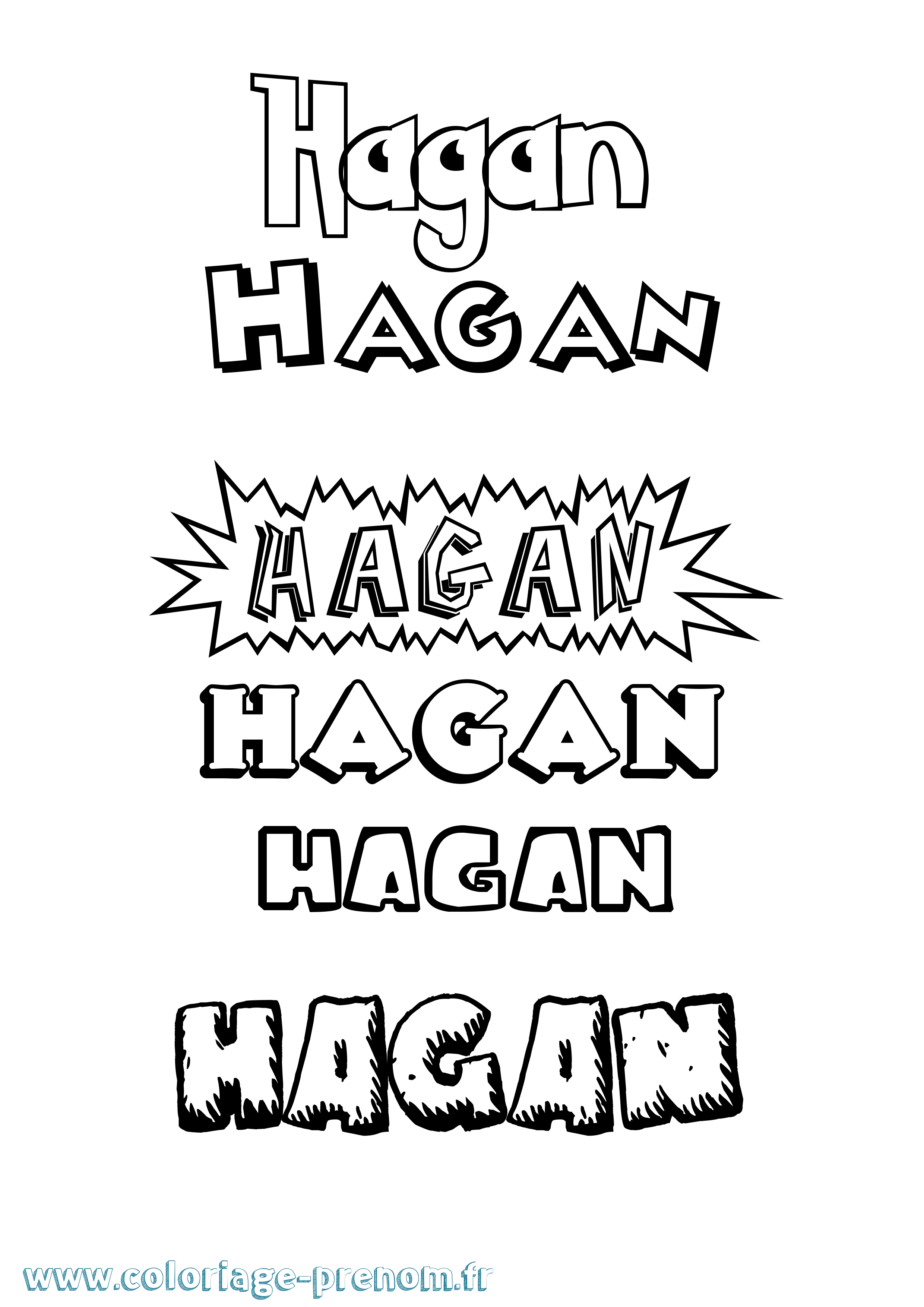 Coloriage prénom Hagan Dessin Animé