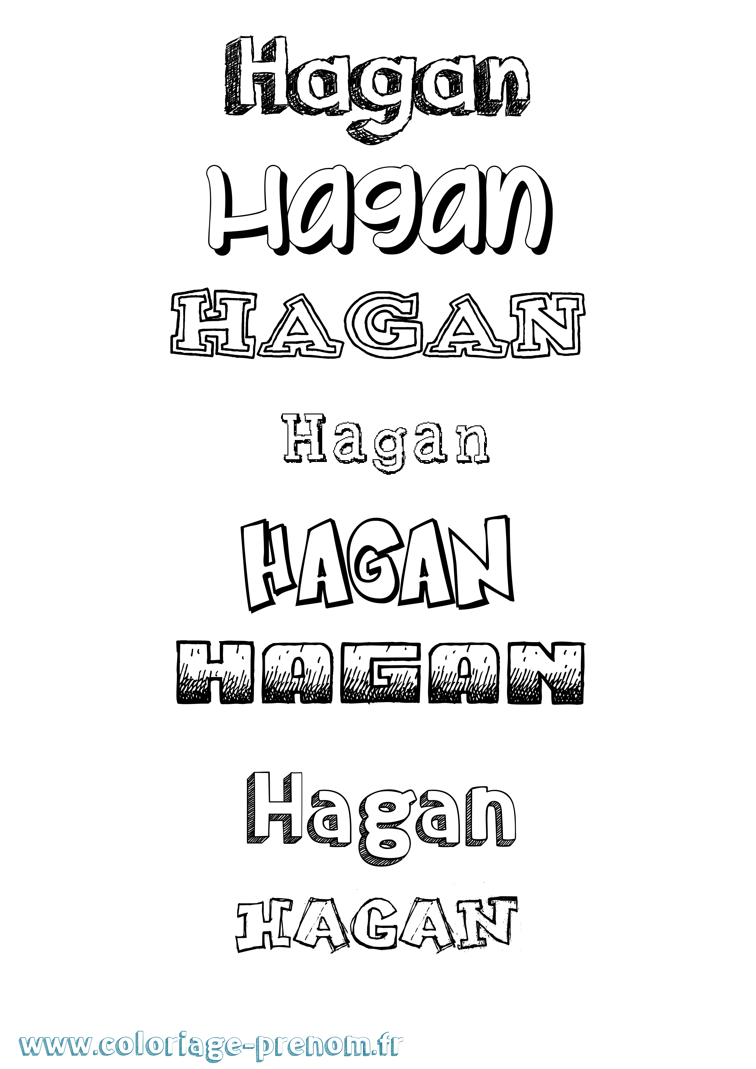 Coloriage Hagan Dessiné Coloriage prénom Hagan Dessiné