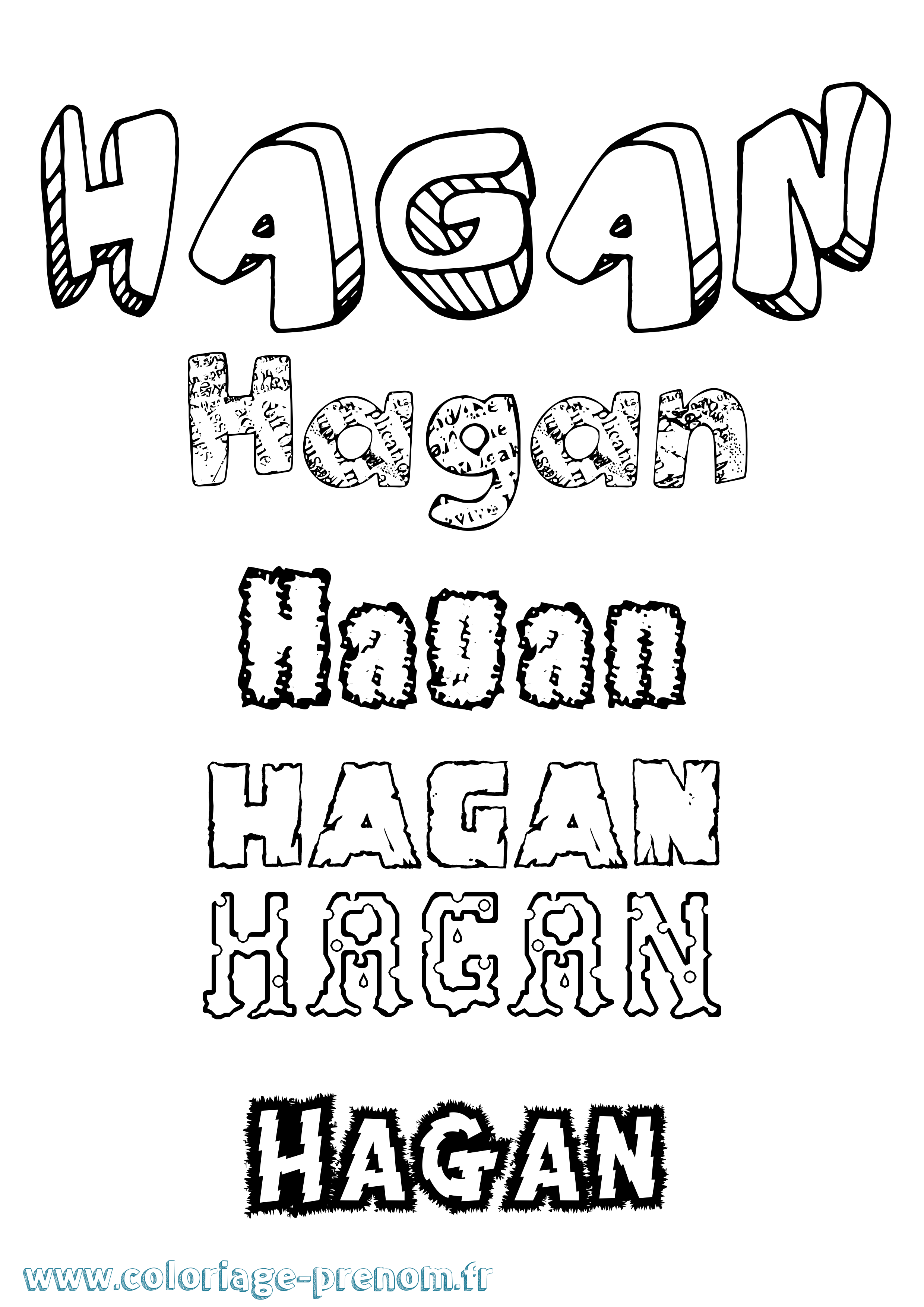 Coloriage prénom Hagan Destructuré