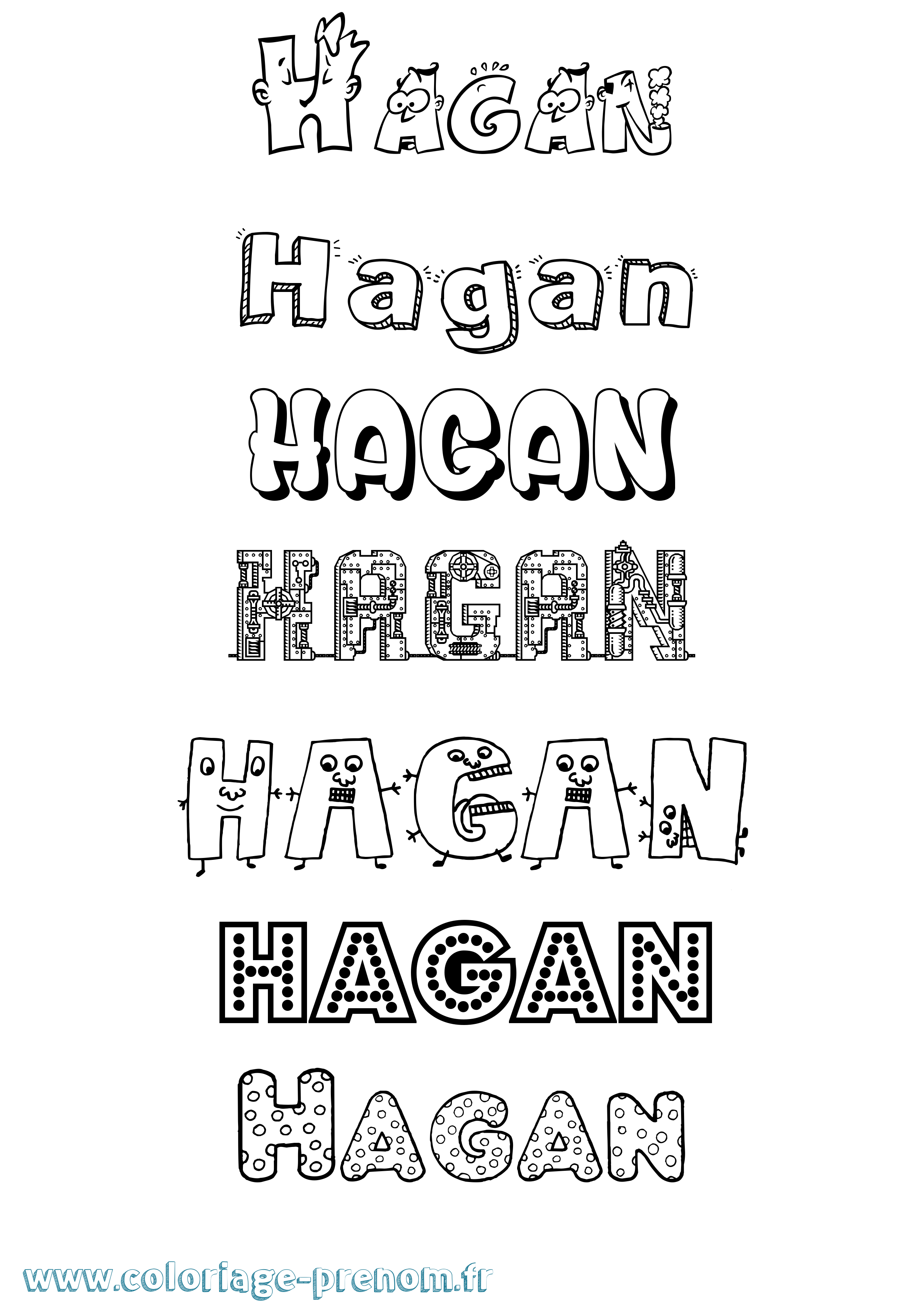 Coloriage prénom Hagan Fun
