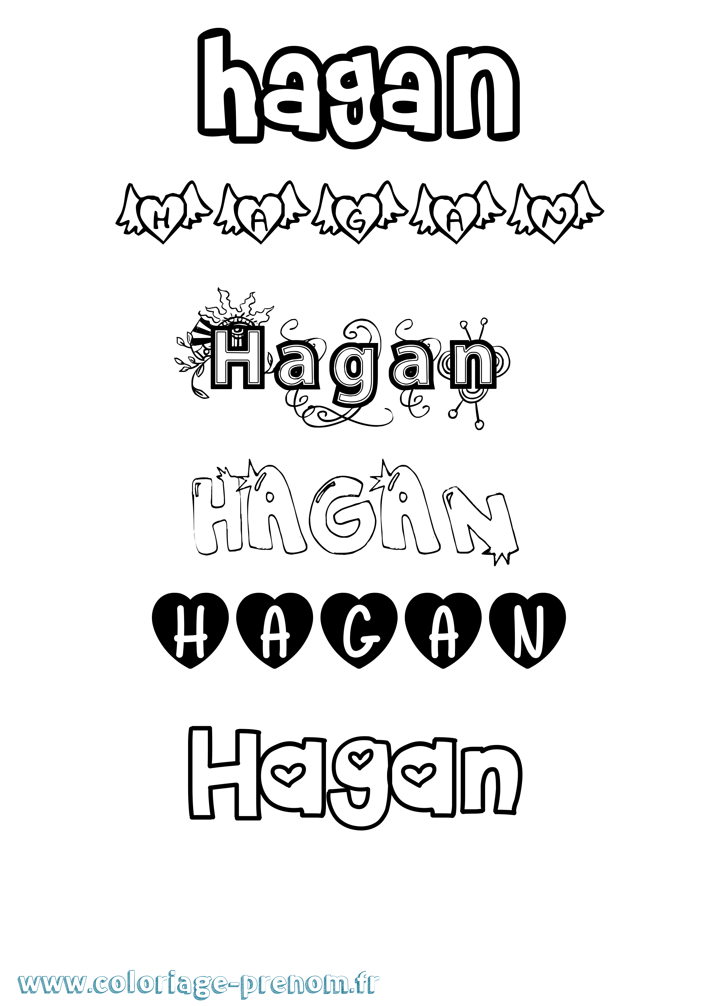 Coloriage Hagan Girly Coloriage prénom Hagan Girly