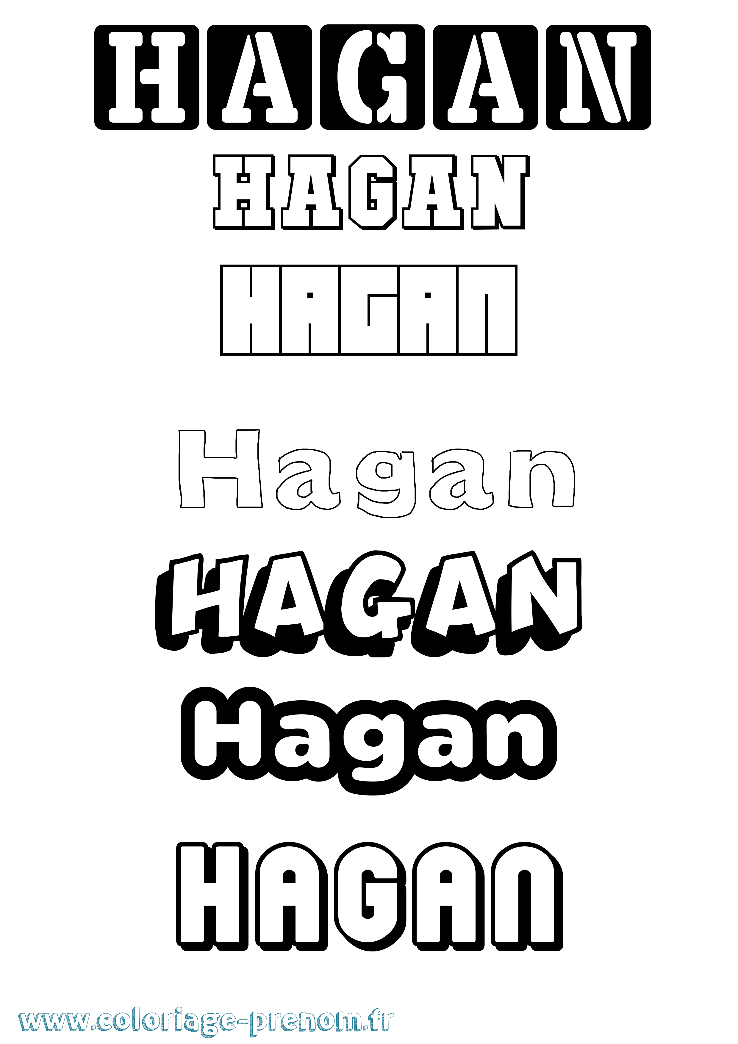 Coloriage Hagan Simple Coloriage prénom Hagan Simple