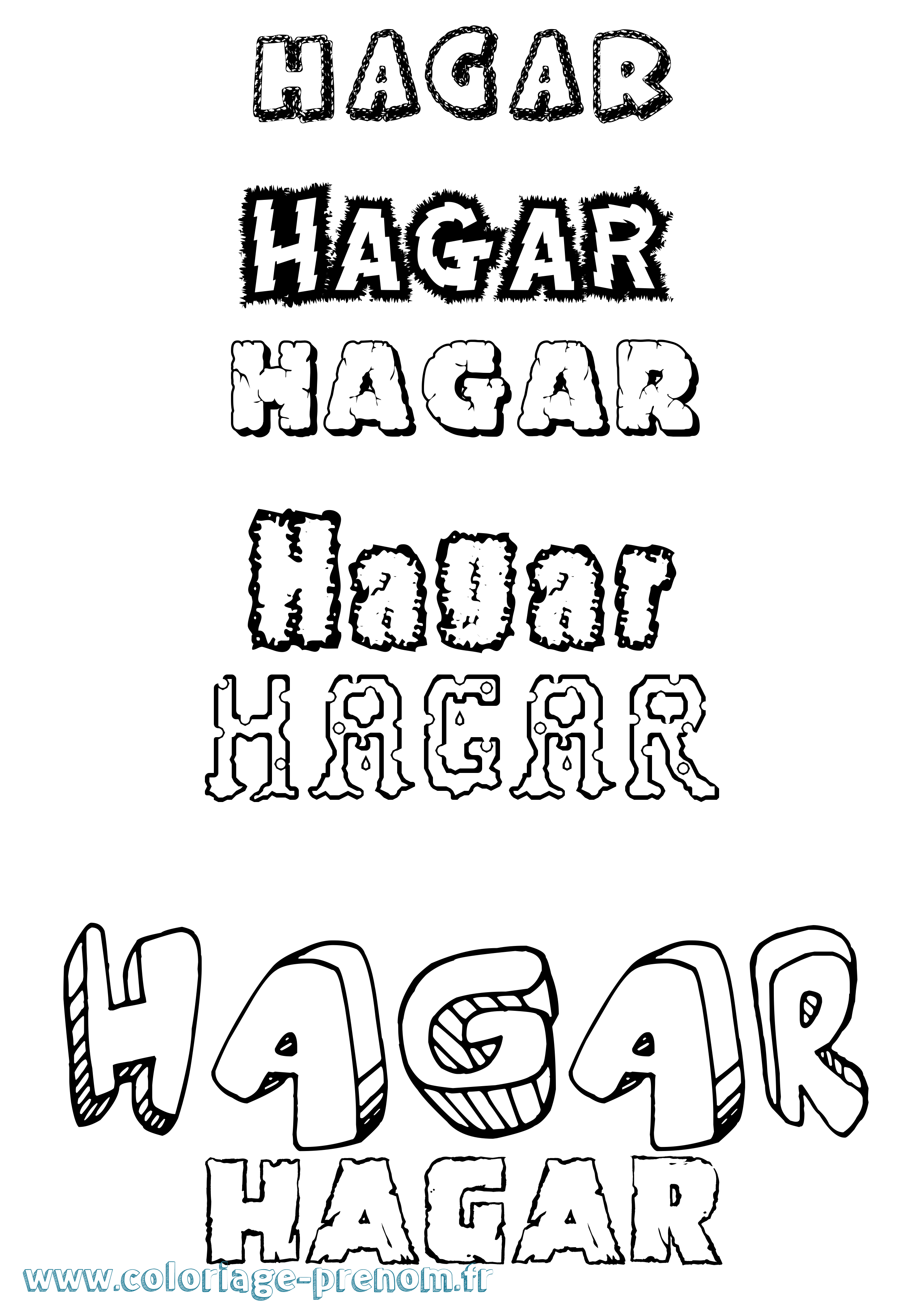 Coloriage prénom Hagar Destructuré