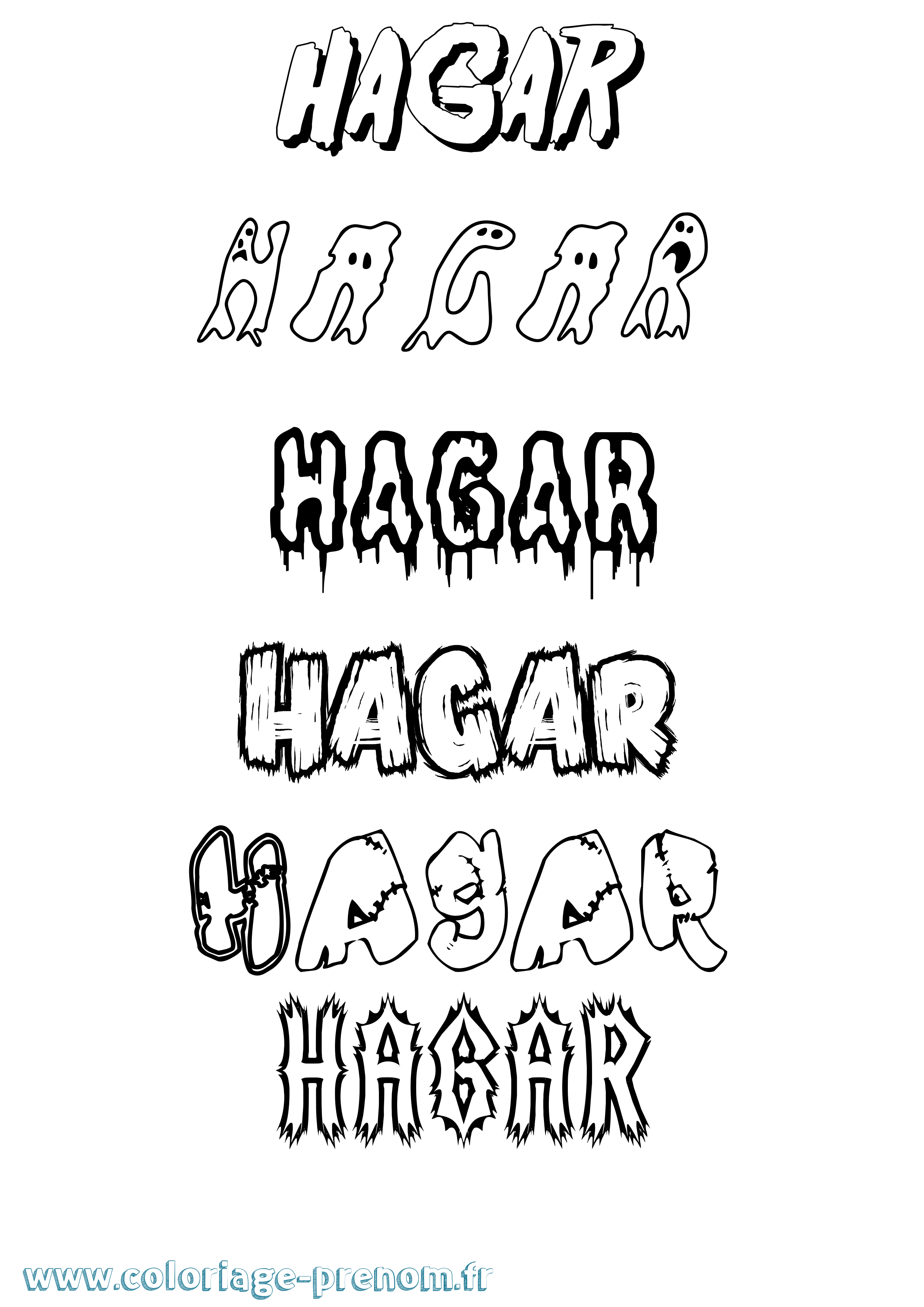 Coloriage prénom Hagar Frisson