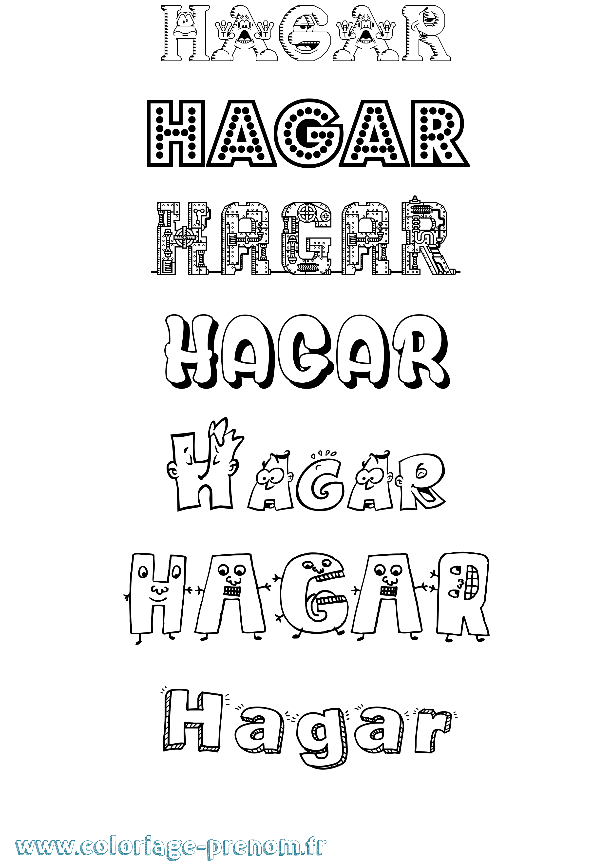 Coloriage prénom Hagar Fun