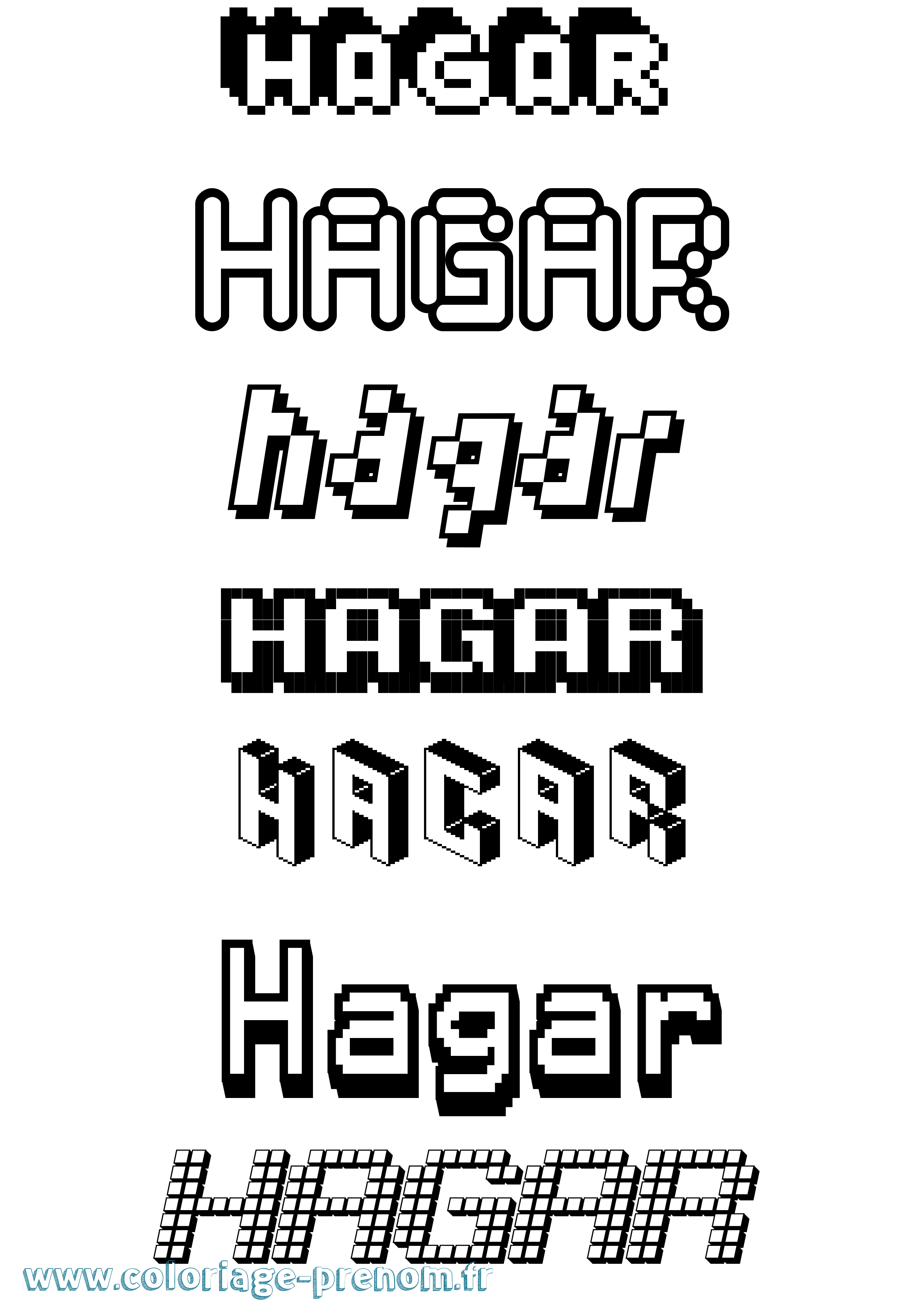 Coloriage prénom Hagar Pixel
