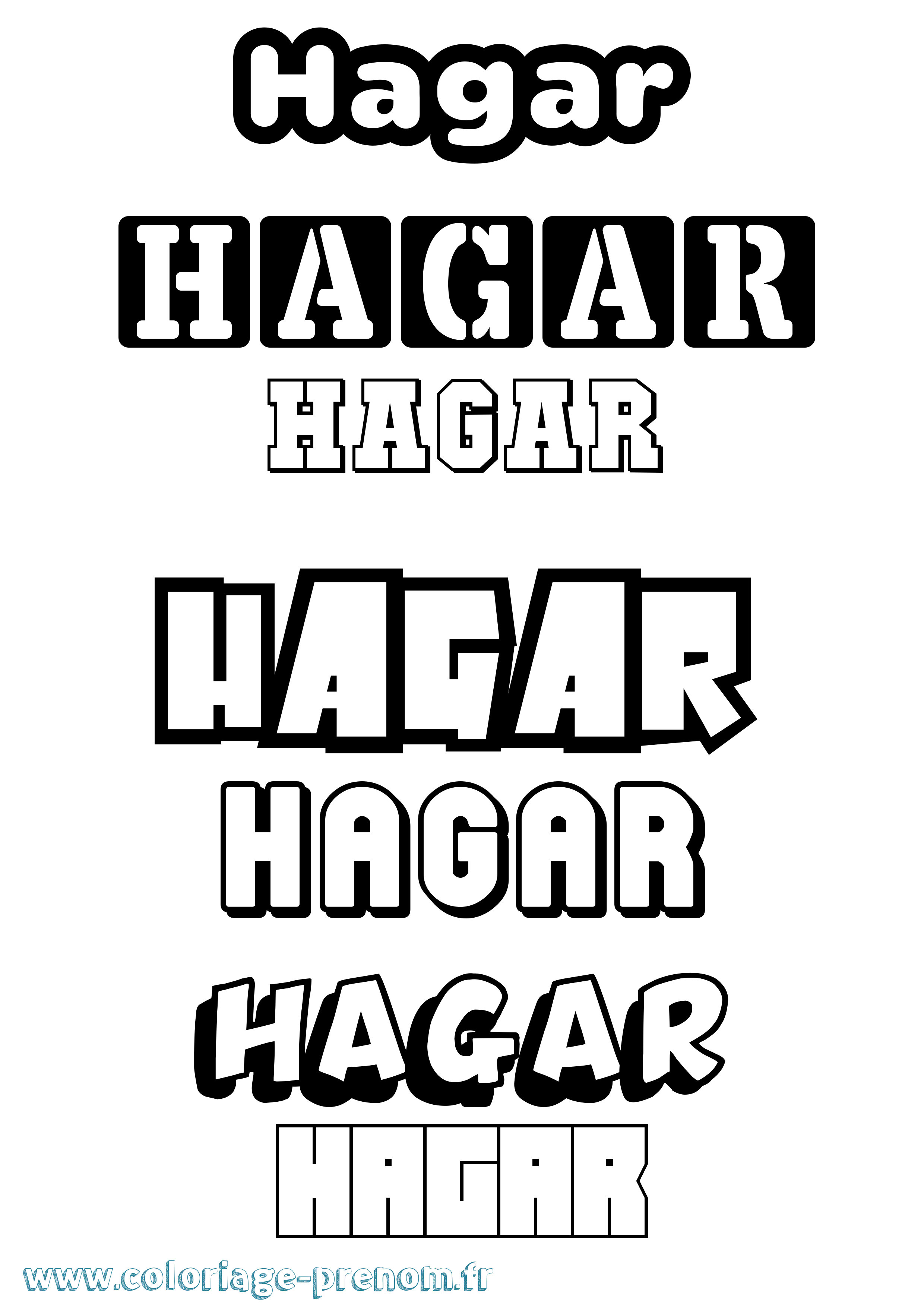 Coloriage prénom Hagar Simple