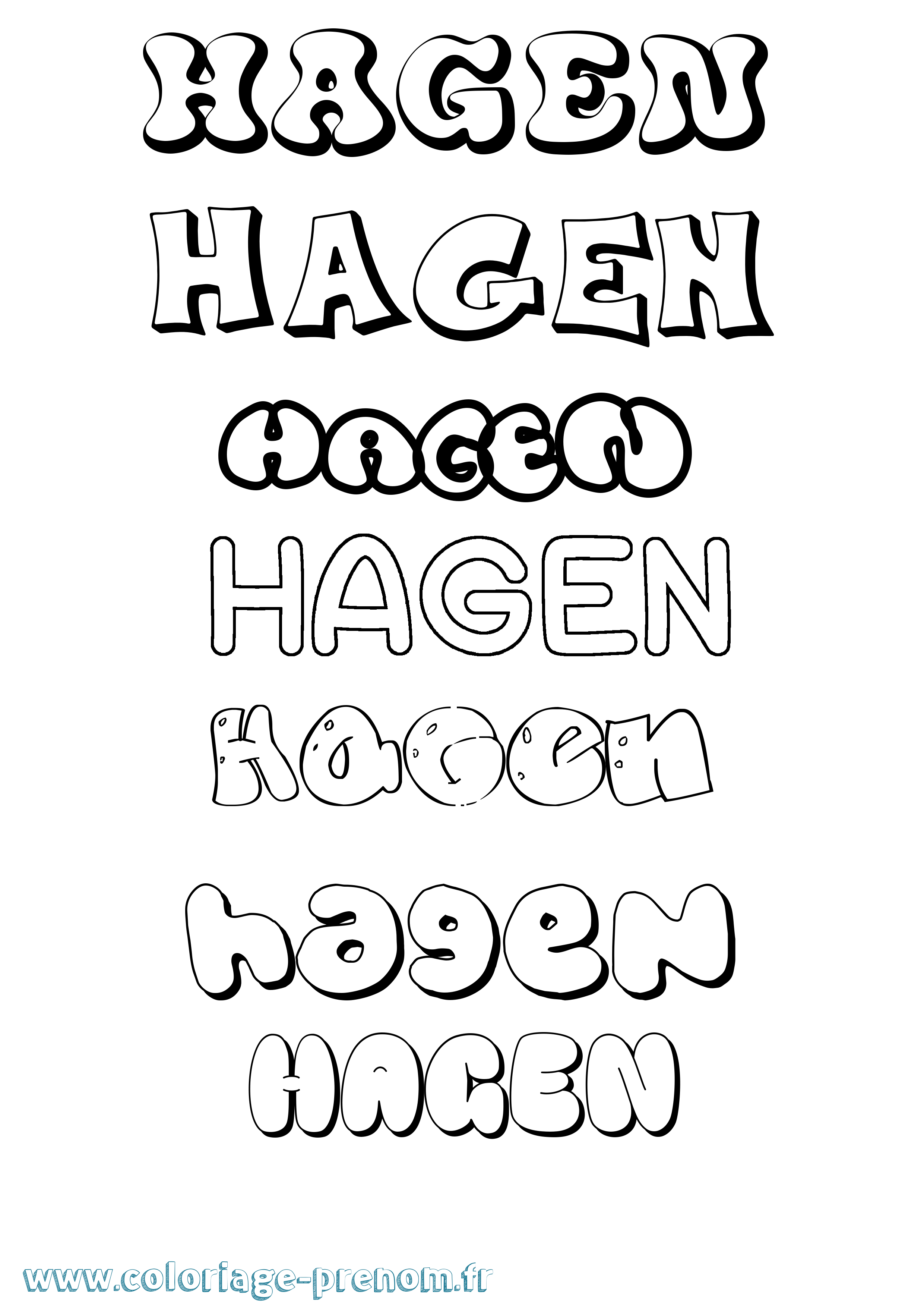 Coloriage Hagen Bubble Coloriage prénom Hagen Bubble