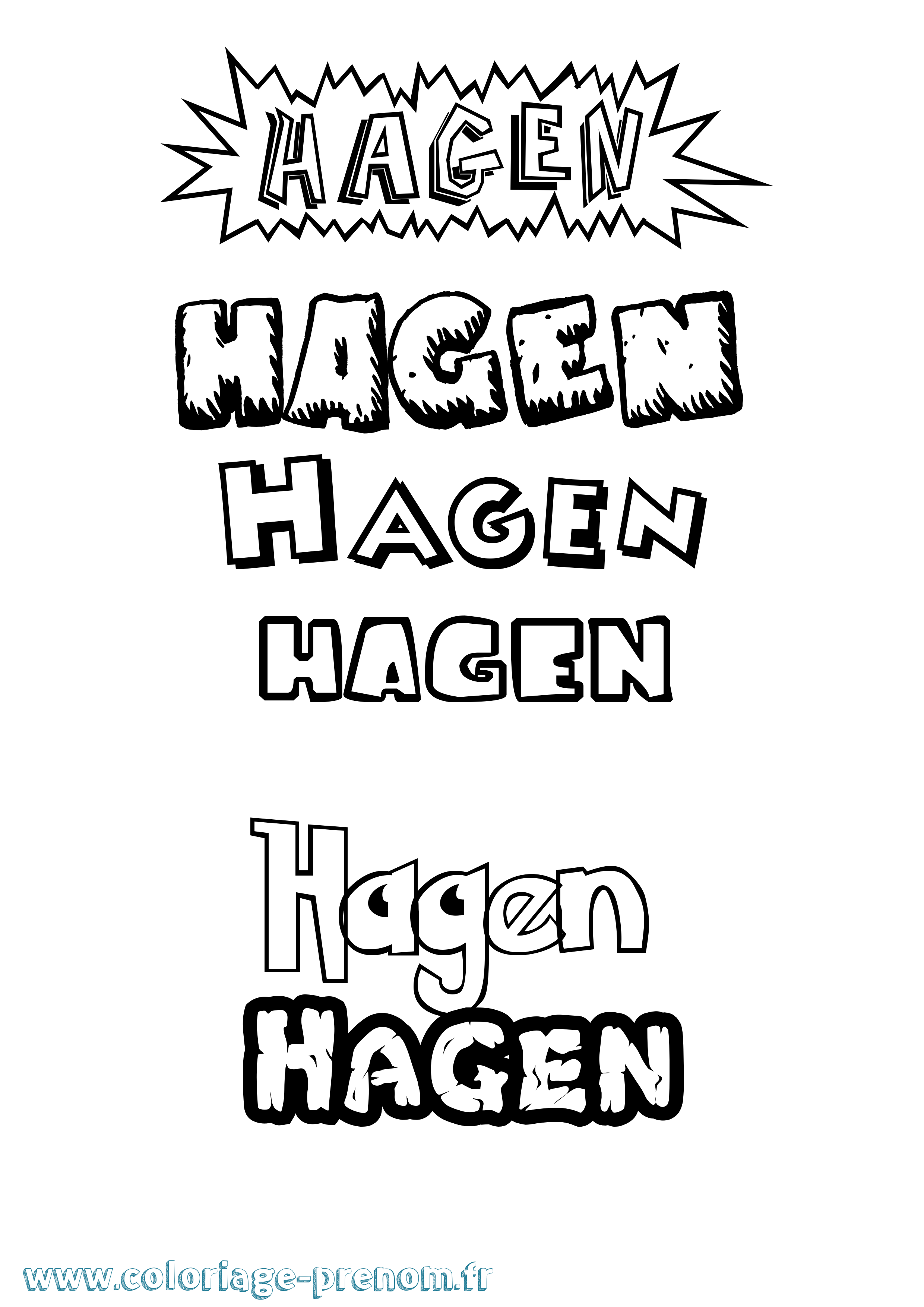 Coloriage Hagen Dessin Animé Coloriage prénom Hagen Dessin Animé