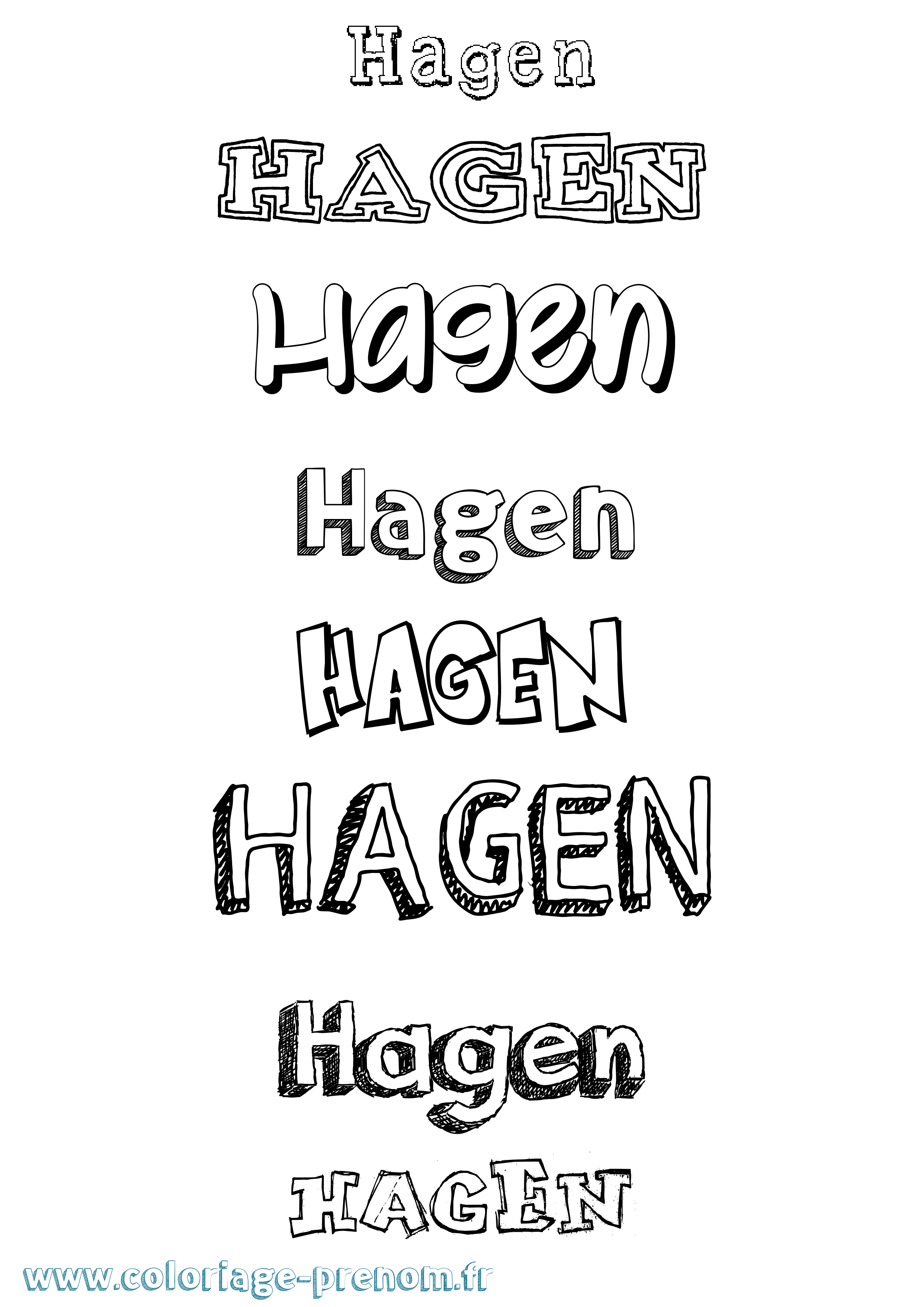 Coloriage prénom Hagen Dessiné
