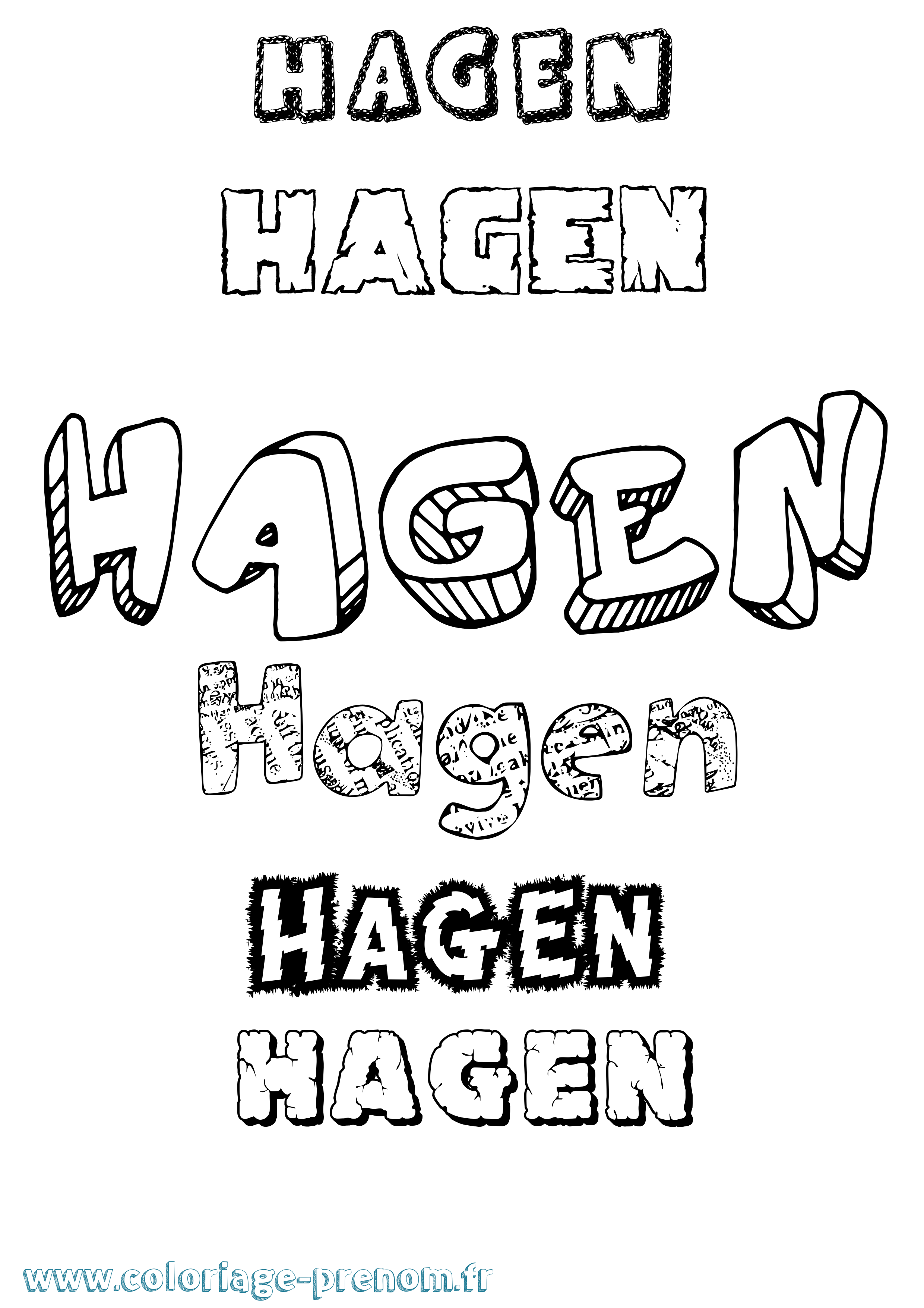 Coloriage prénom Hagen Destructuré