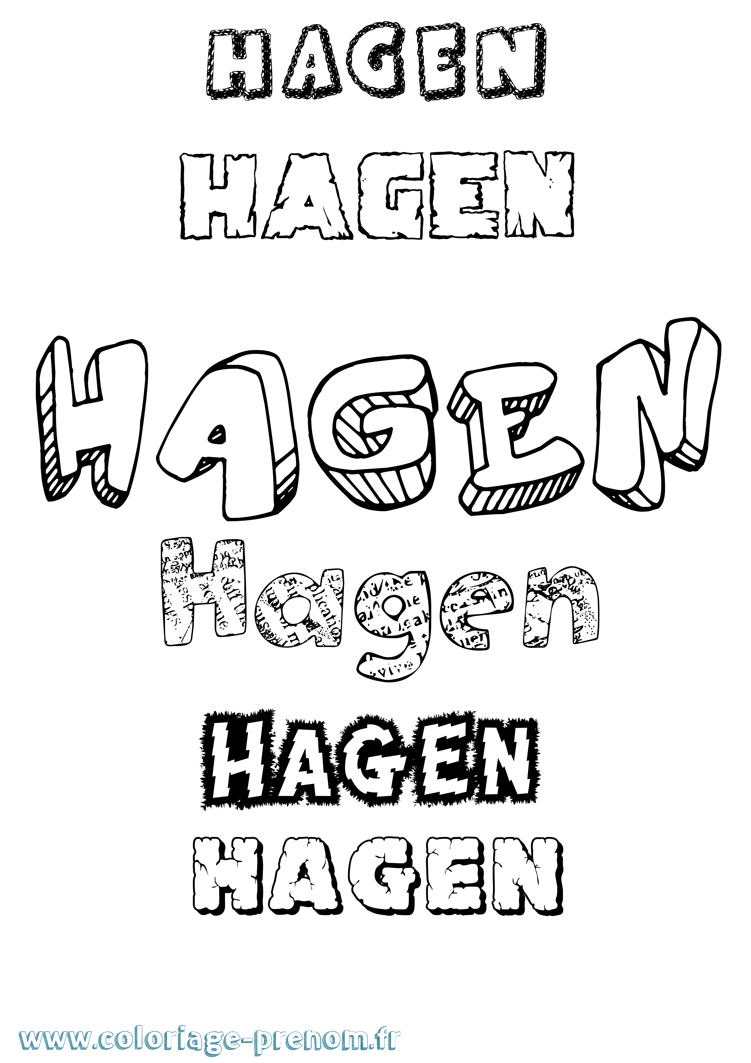 Coloriage Hagen Destructuré Coloriage prénom Hagen Destructuré