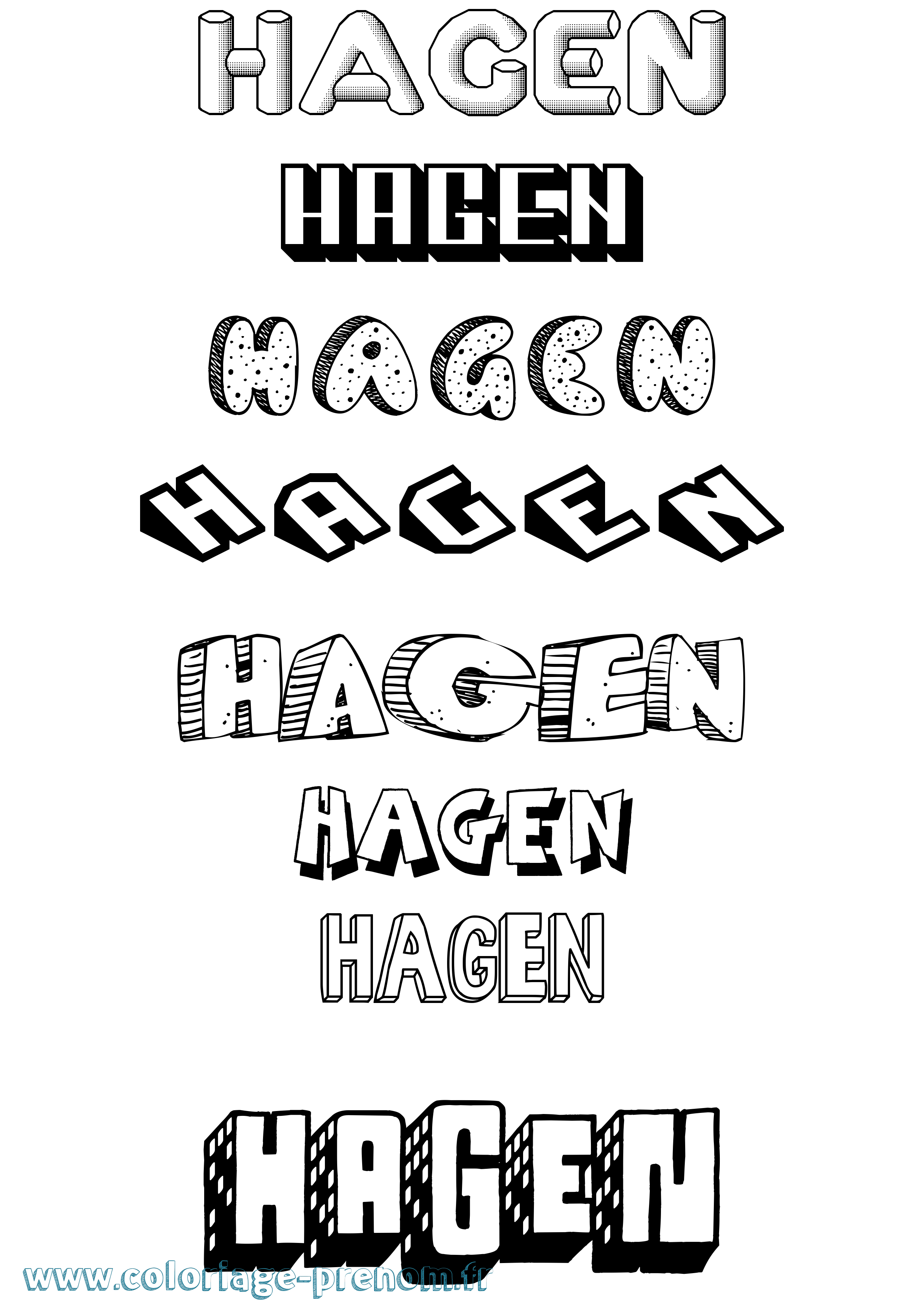 Coloriage Hagen Effet 3D Coloriage prénom Hagen Effet 3D