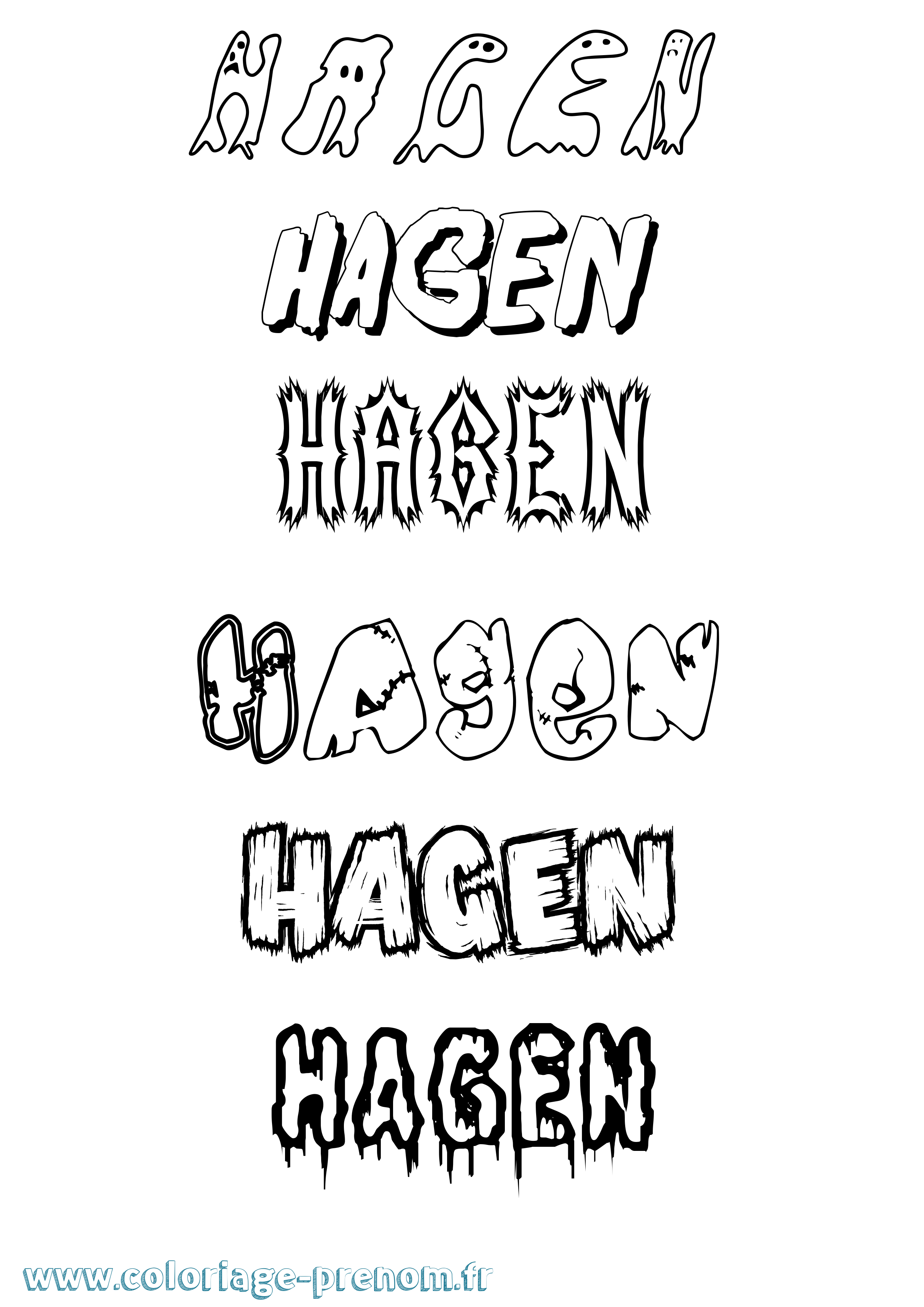 Coloriage prénom Hagen Frisson