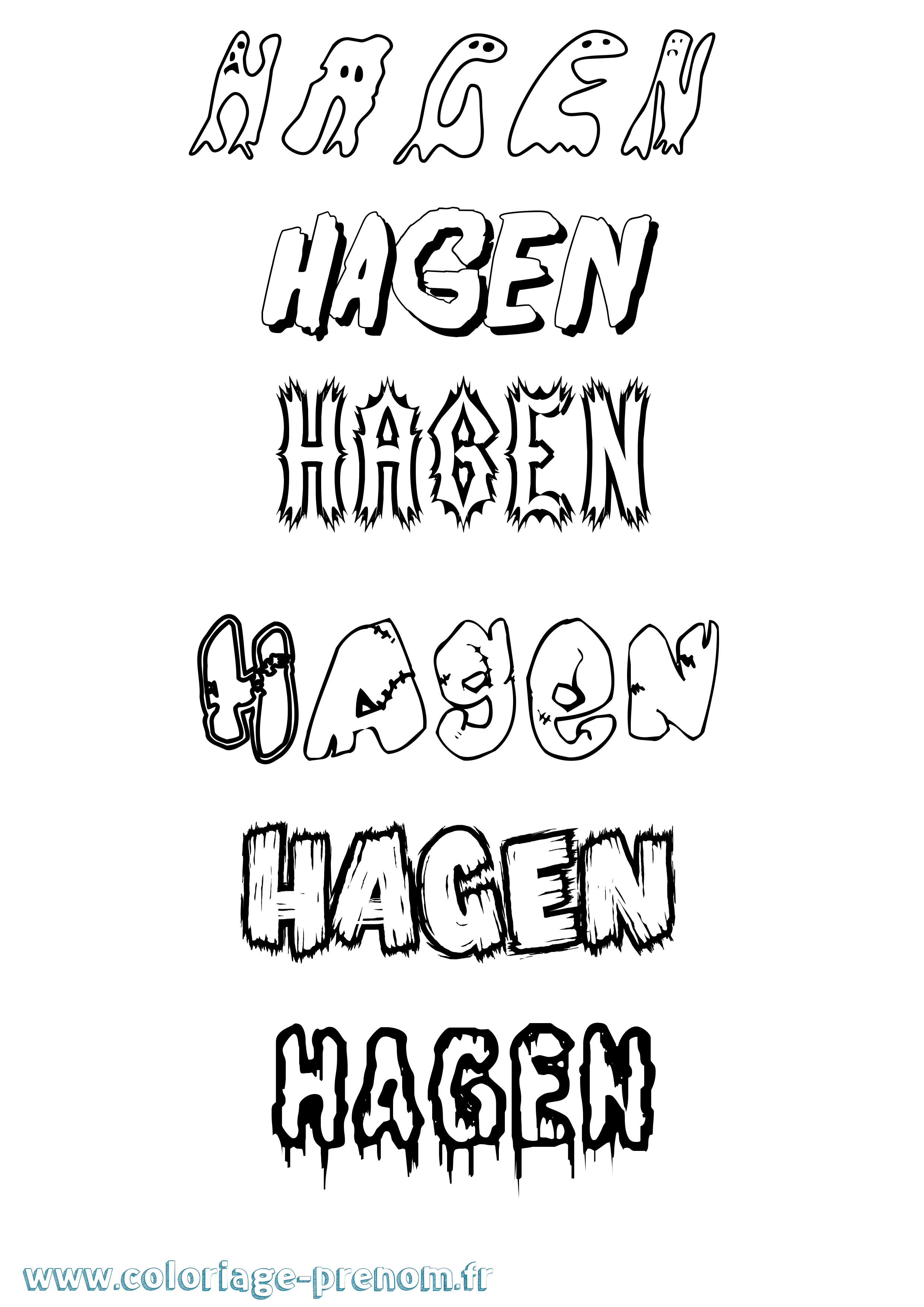 Coloriage Hagen Frisson Coloriage prénom Hagen Frisson