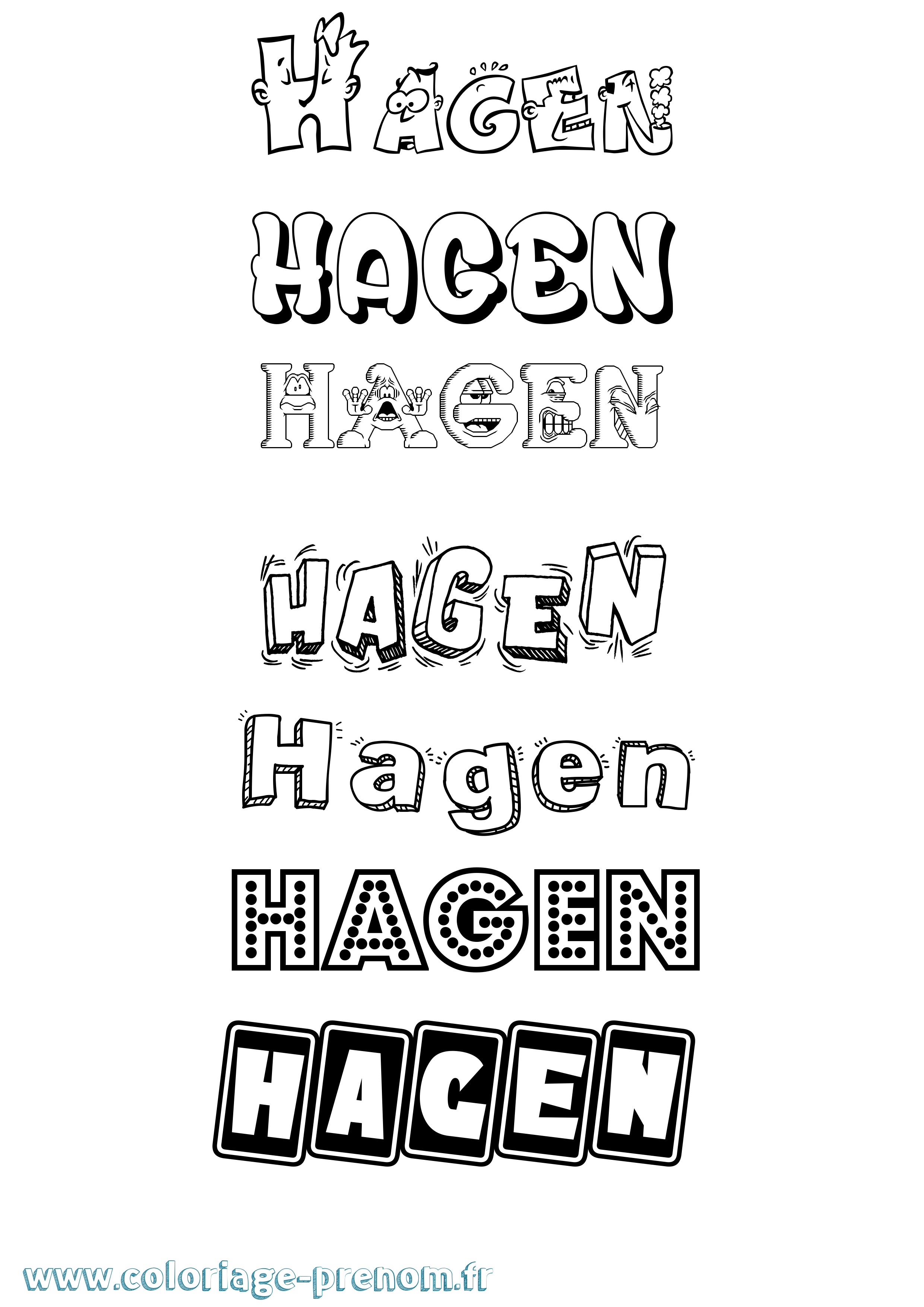 Coloriage prénom Hagen Fun