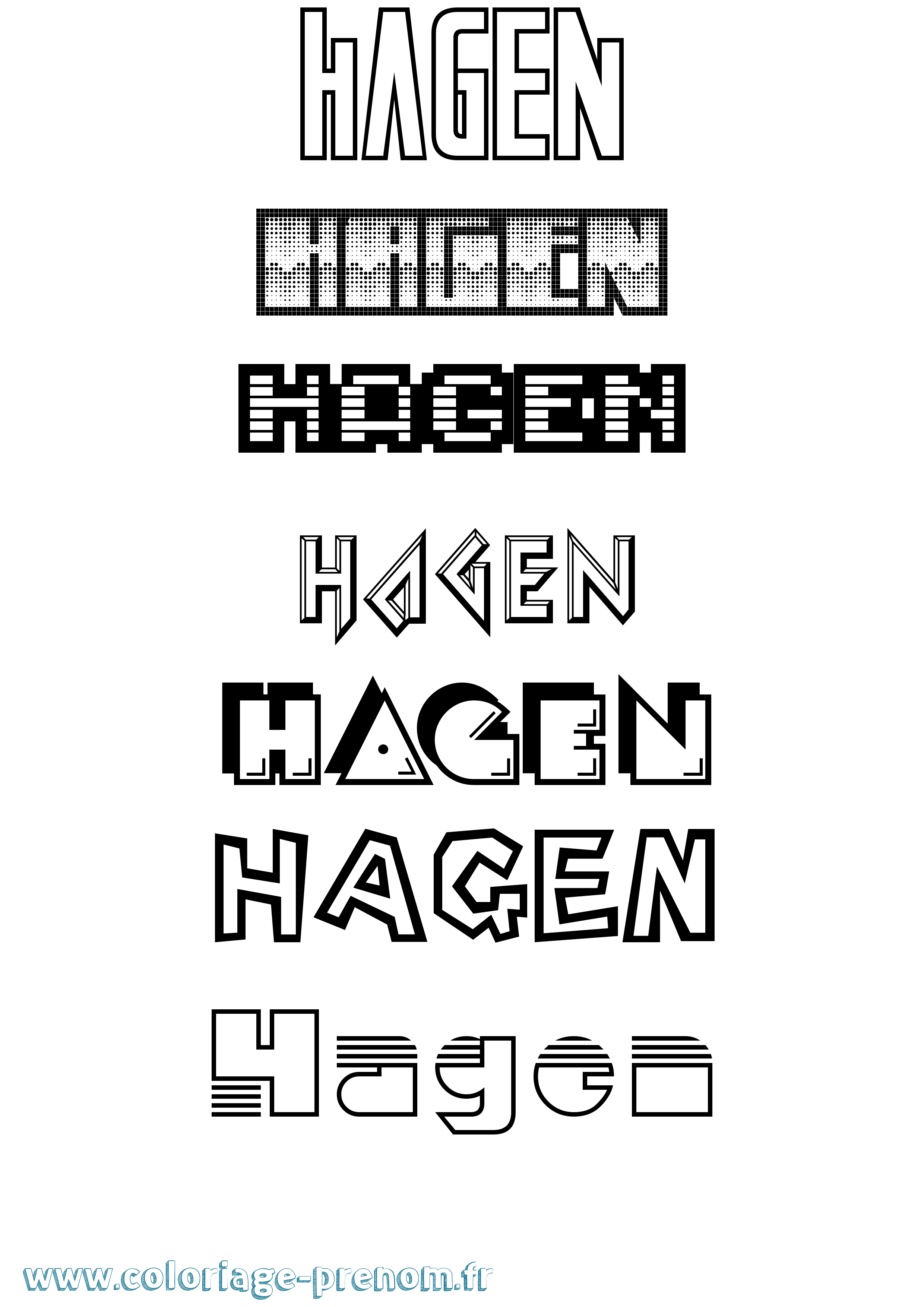 Coloriage prénom Hagen Jeux Vidéos