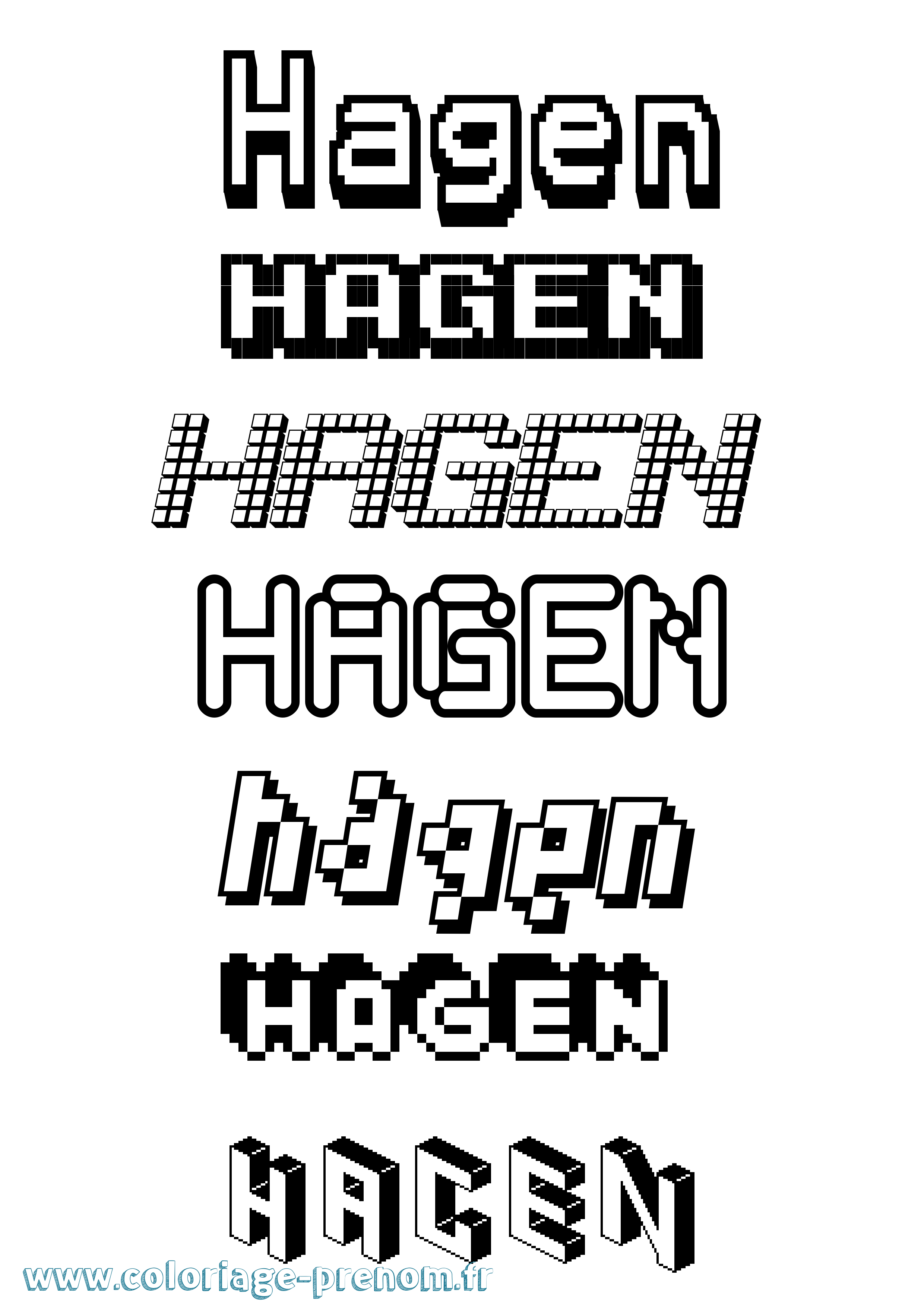 Coloriage prénom Hagen Pixel