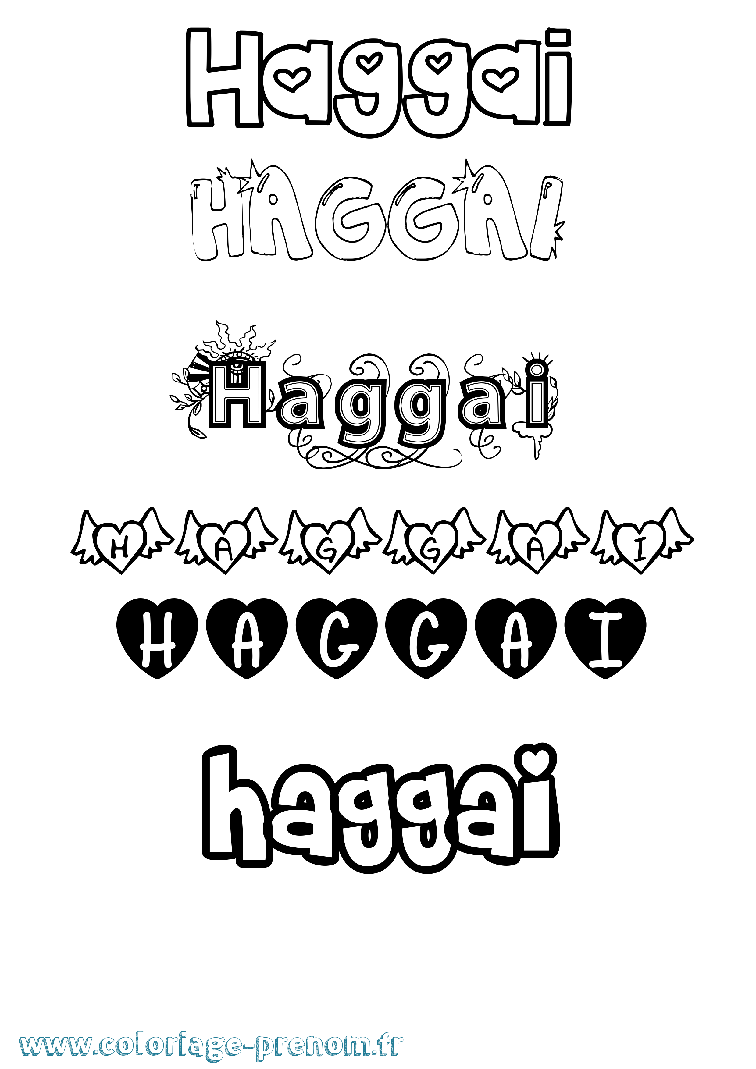 Coloriage prénom Haggai Girly