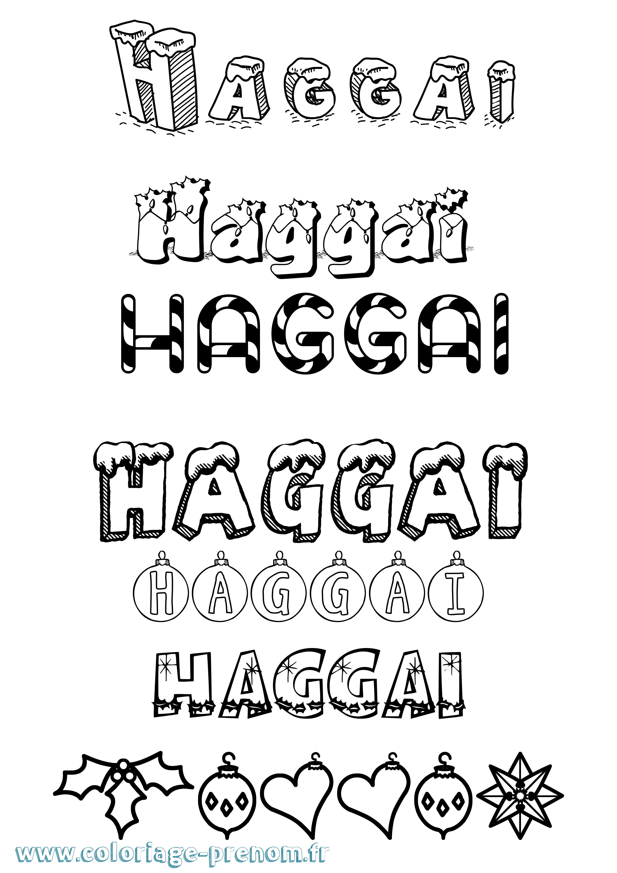 Coloriage prénom Haggai Noël