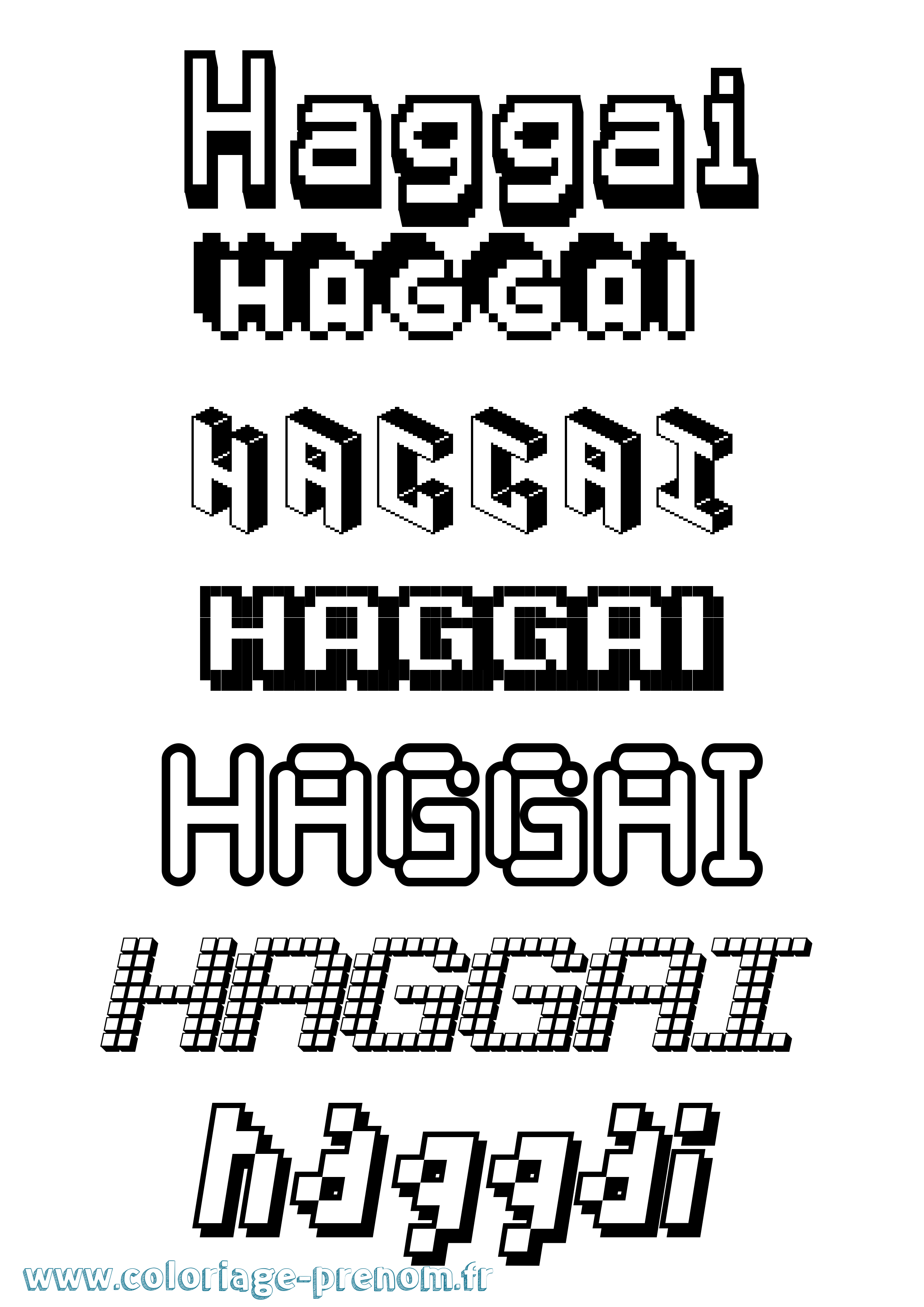 Coloriage prénom Haggai Pixel