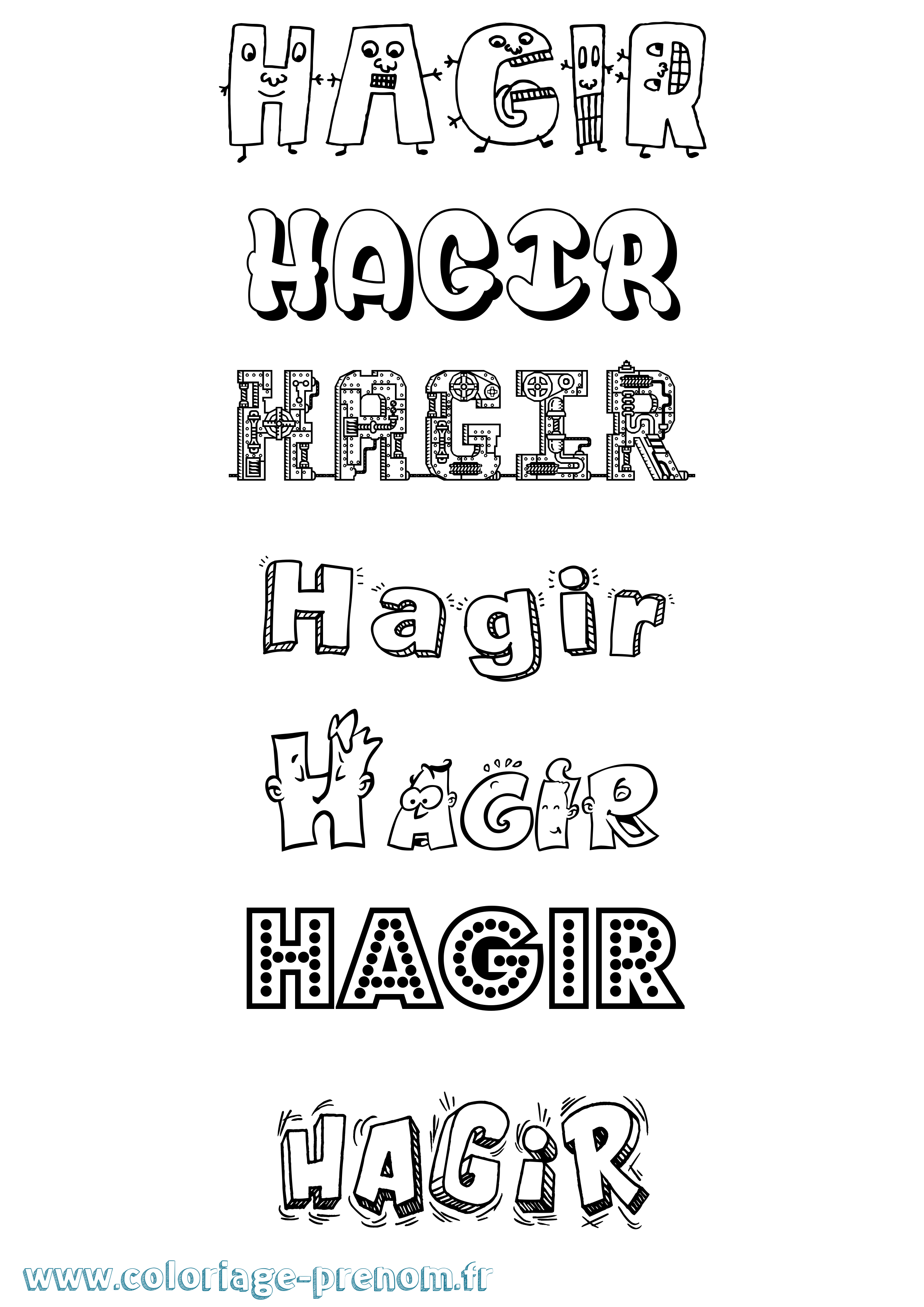 Coloriage prénom Hagir Fun