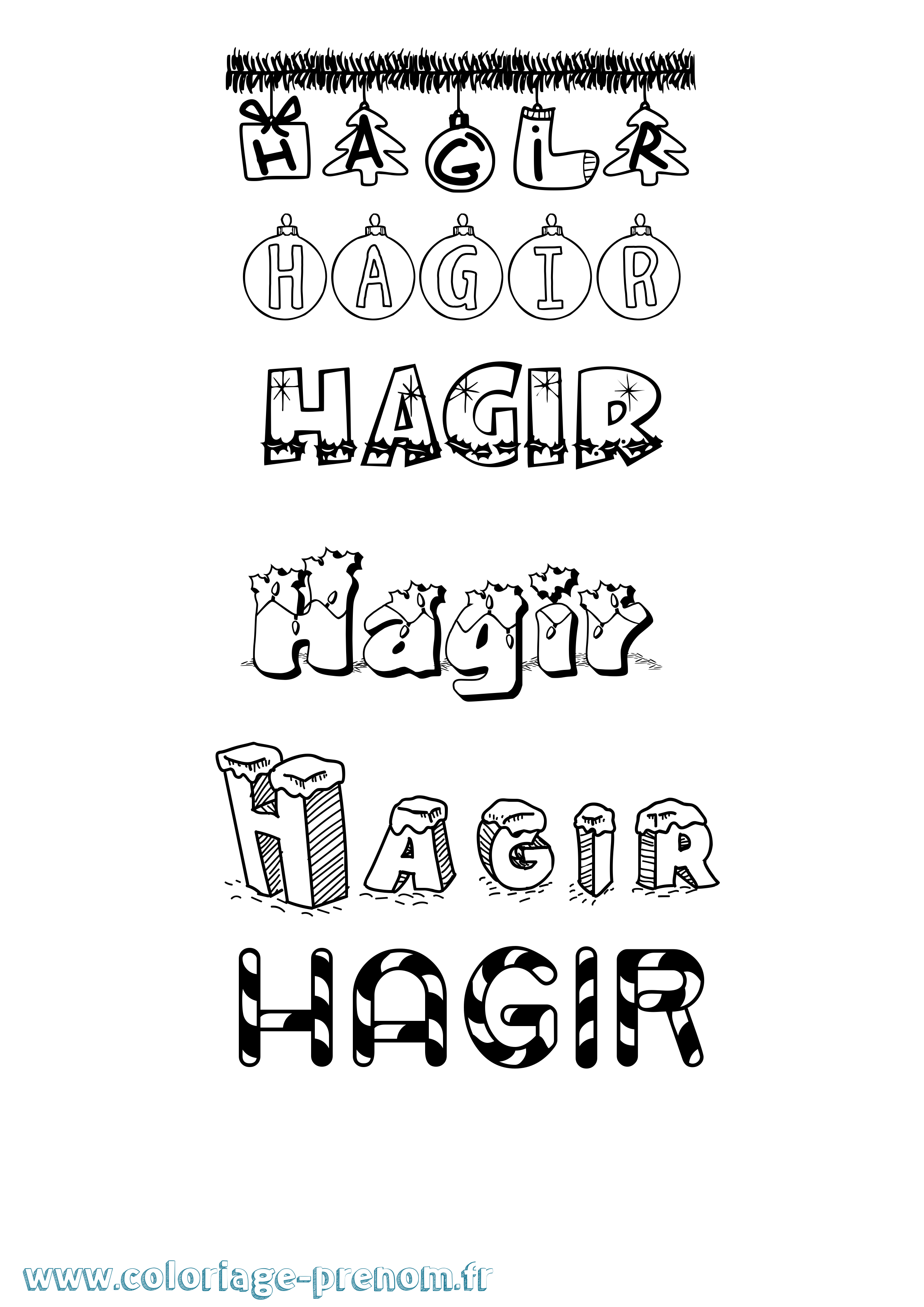 Coloriage Hagir Noël Coloriage prénom Hagir Noël