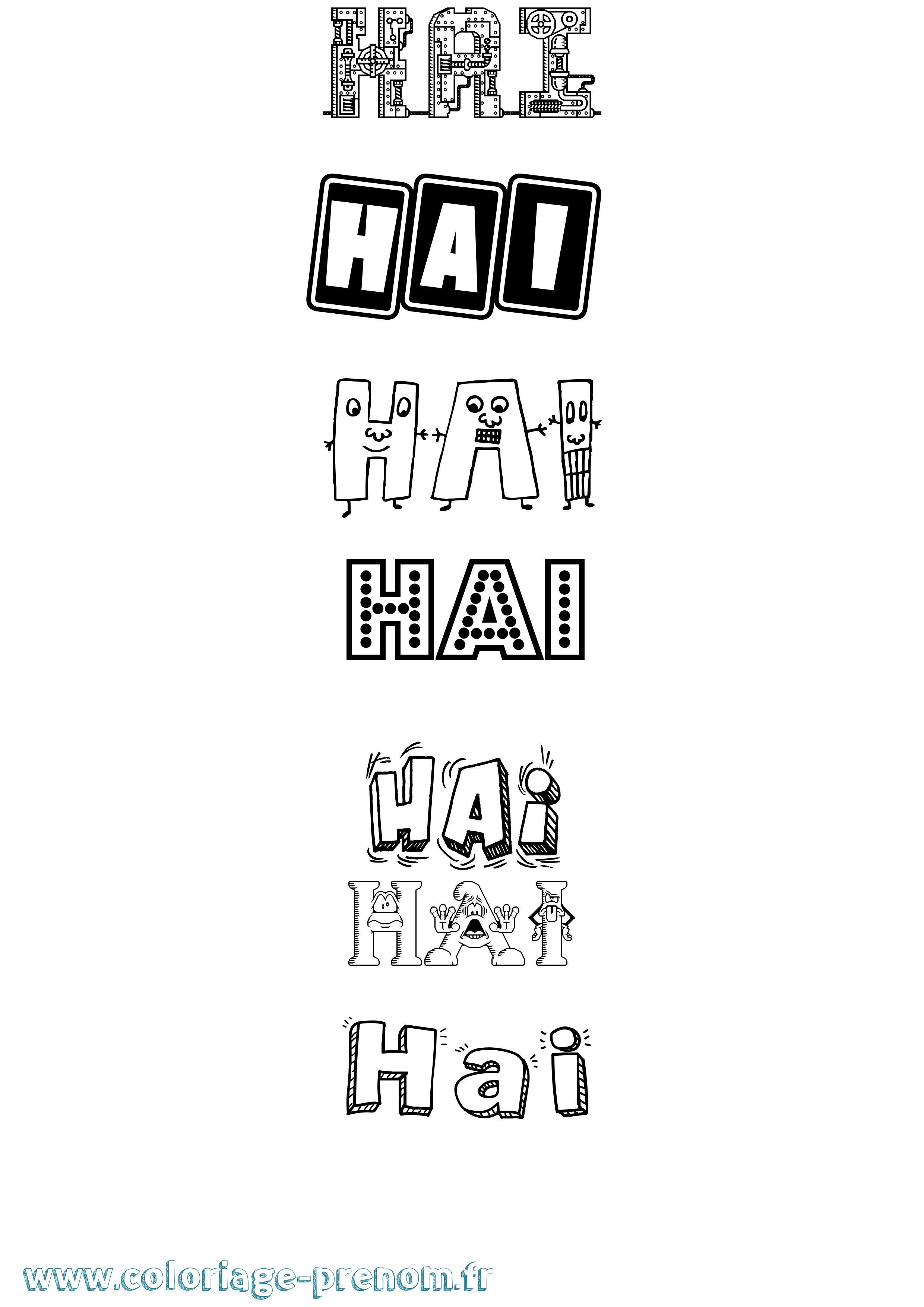 Coloriage prénom Hai Fun