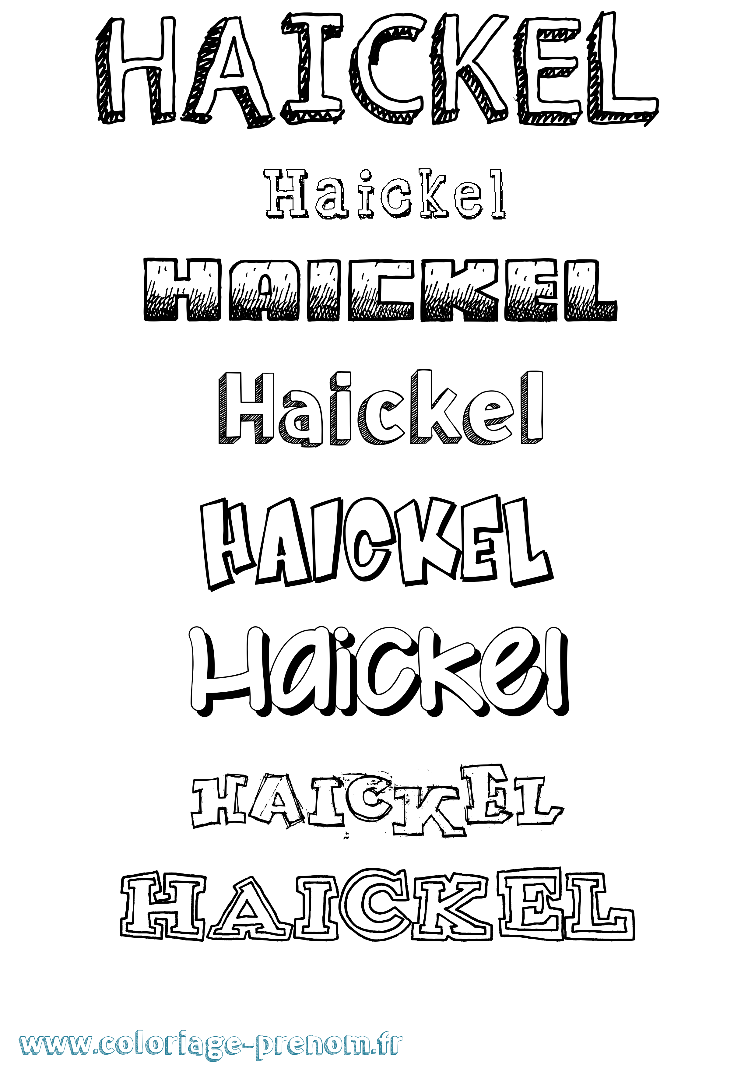 Coloriage prénom Haickel Dessiné