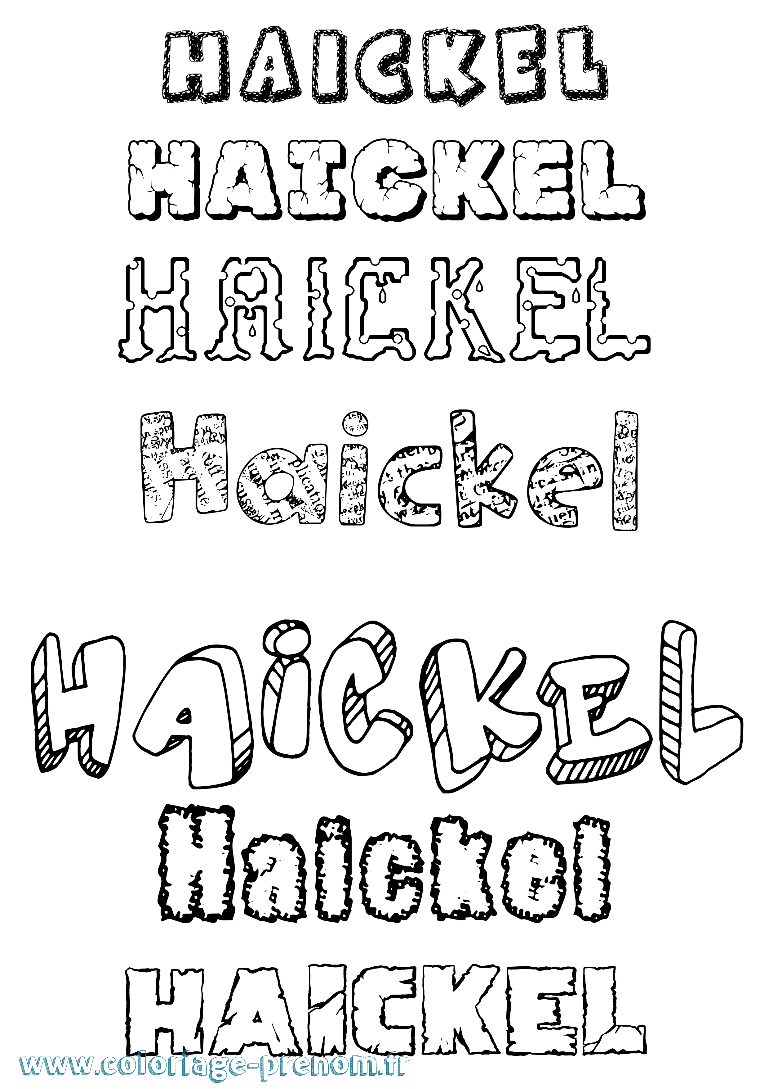 Coloriage prénom Haickel Destructuré